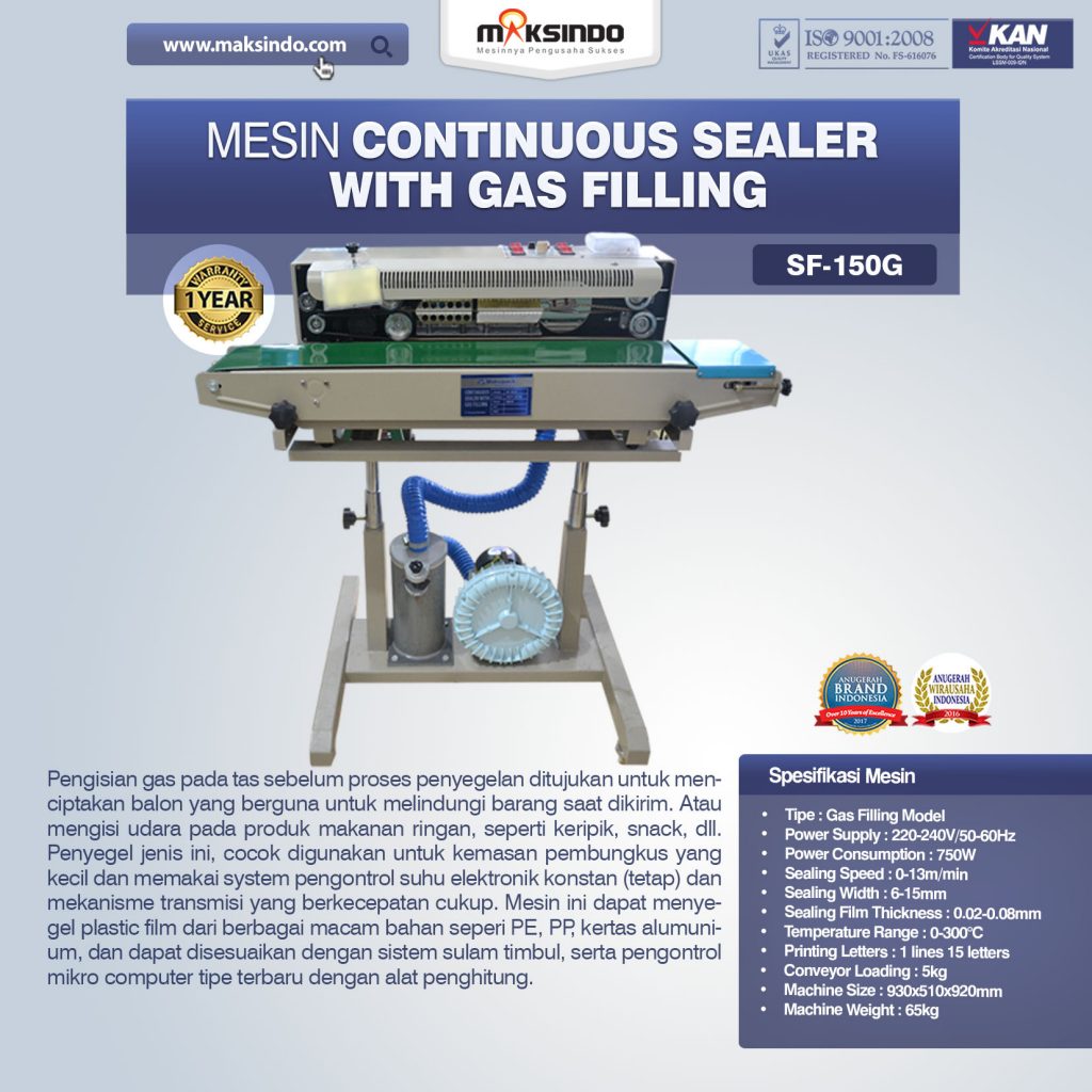 Mesin Continuous Sealer with Gas Filling SF-150G(1)