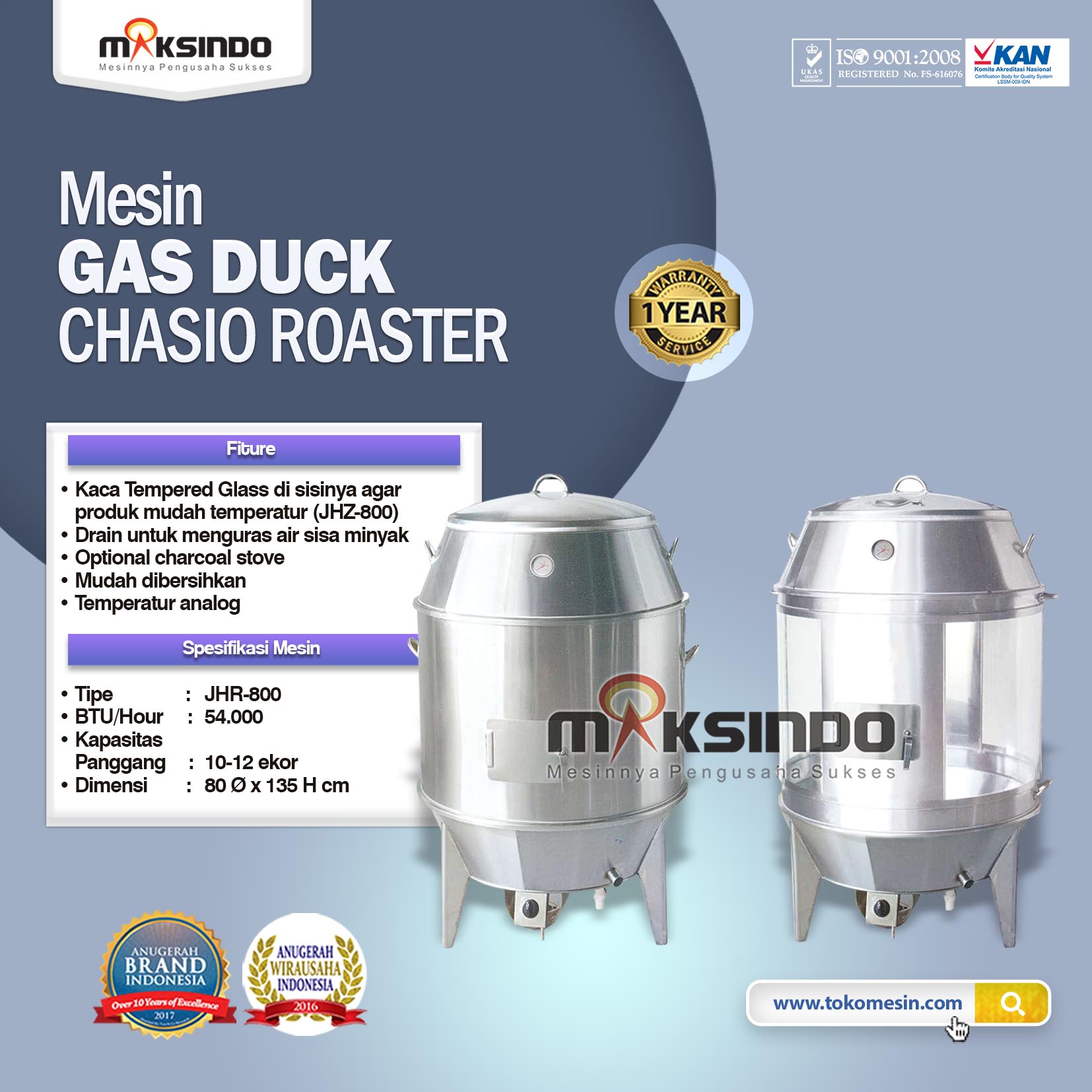 Mesin Gas Duck CHASIO ROASTER JHR-800