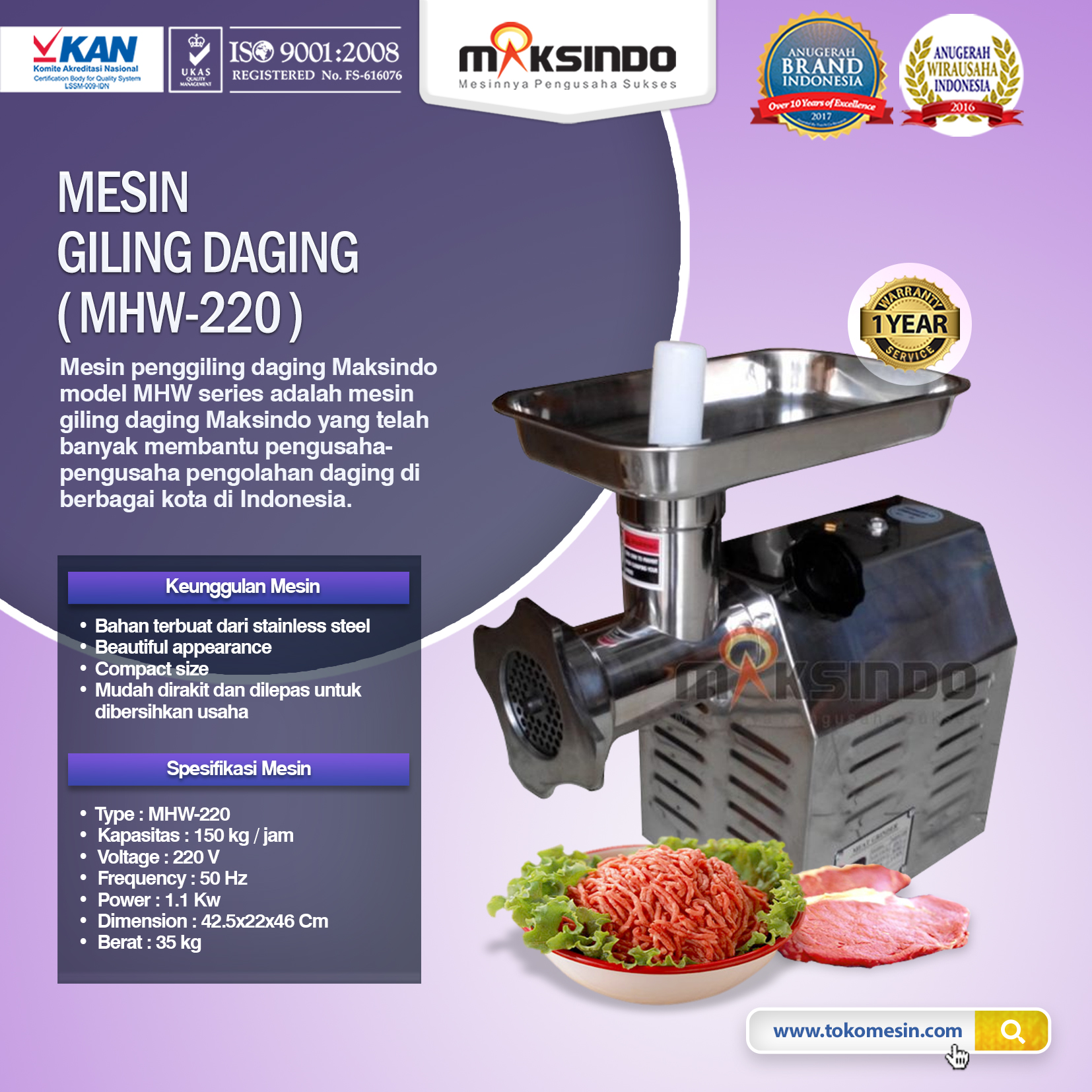 Mesin Giling Daging MHW-220