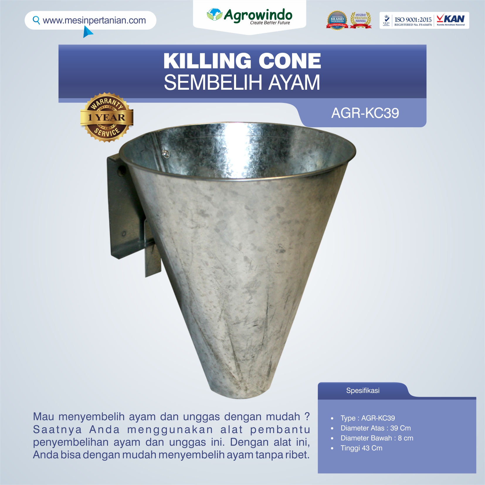 AGR-KC39 Killing Cone Sembelih Ayam