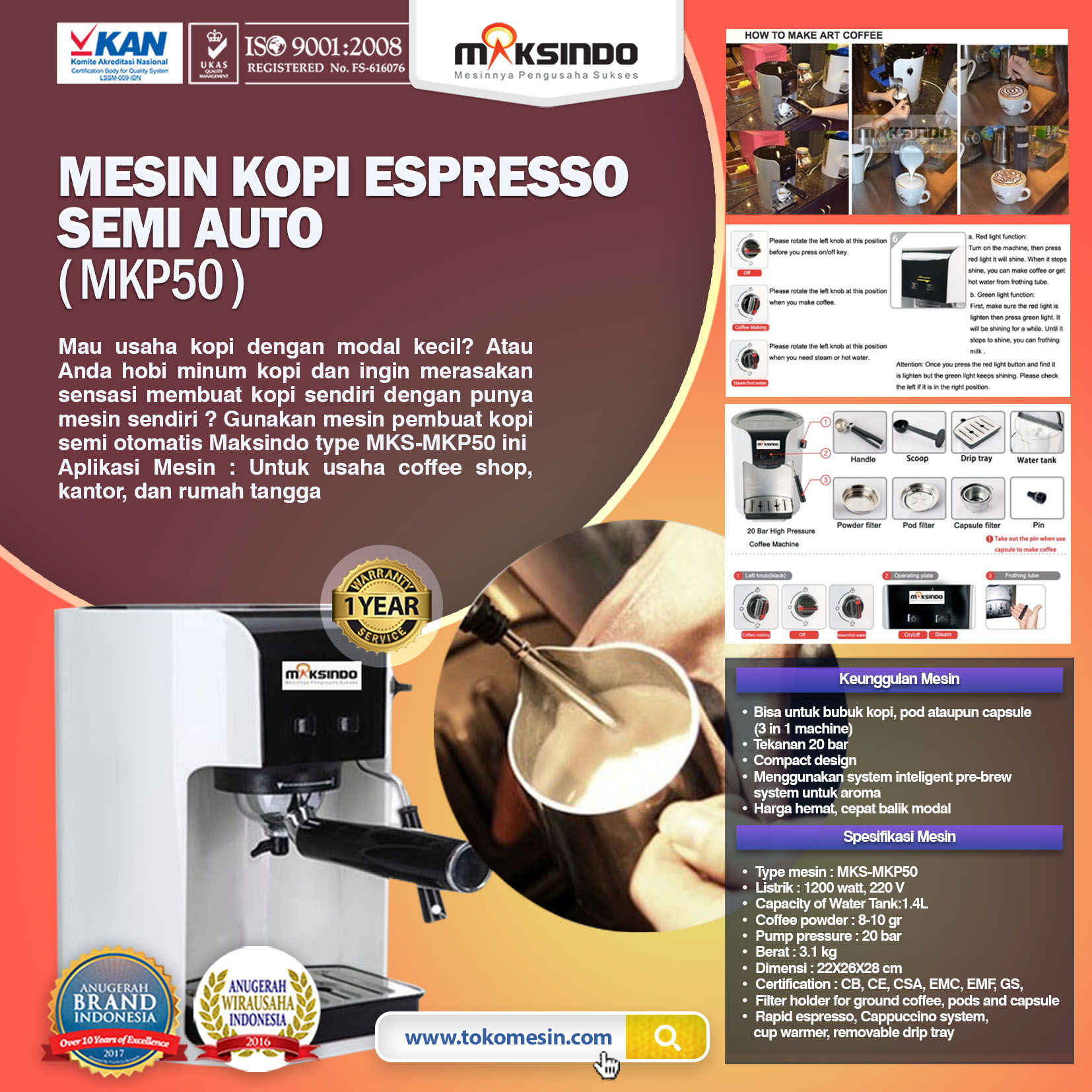 Mesin Kopi Espresso Semi Auto – MKP50