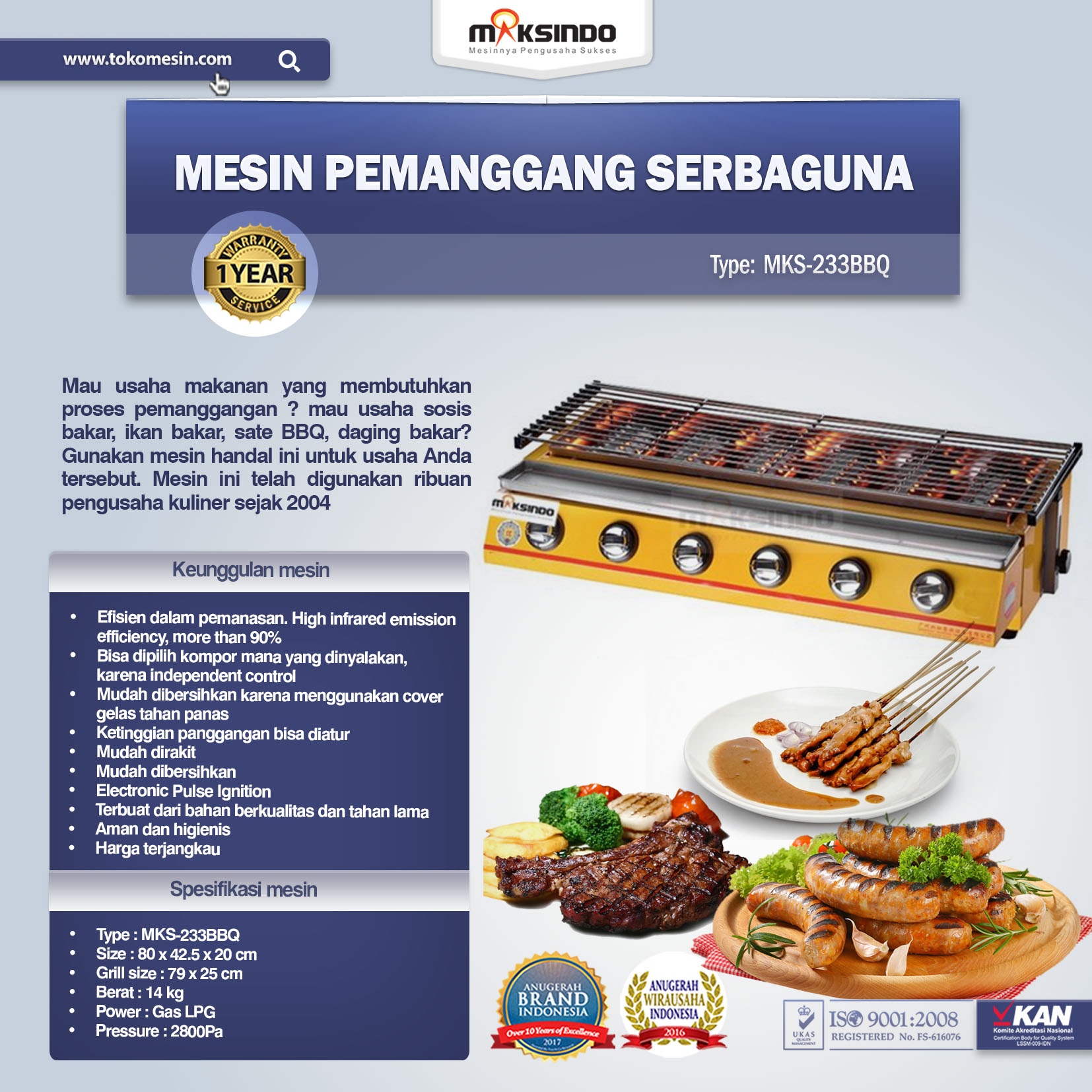 Mesin Pemanggang Serbaguna MKS-233BBQ