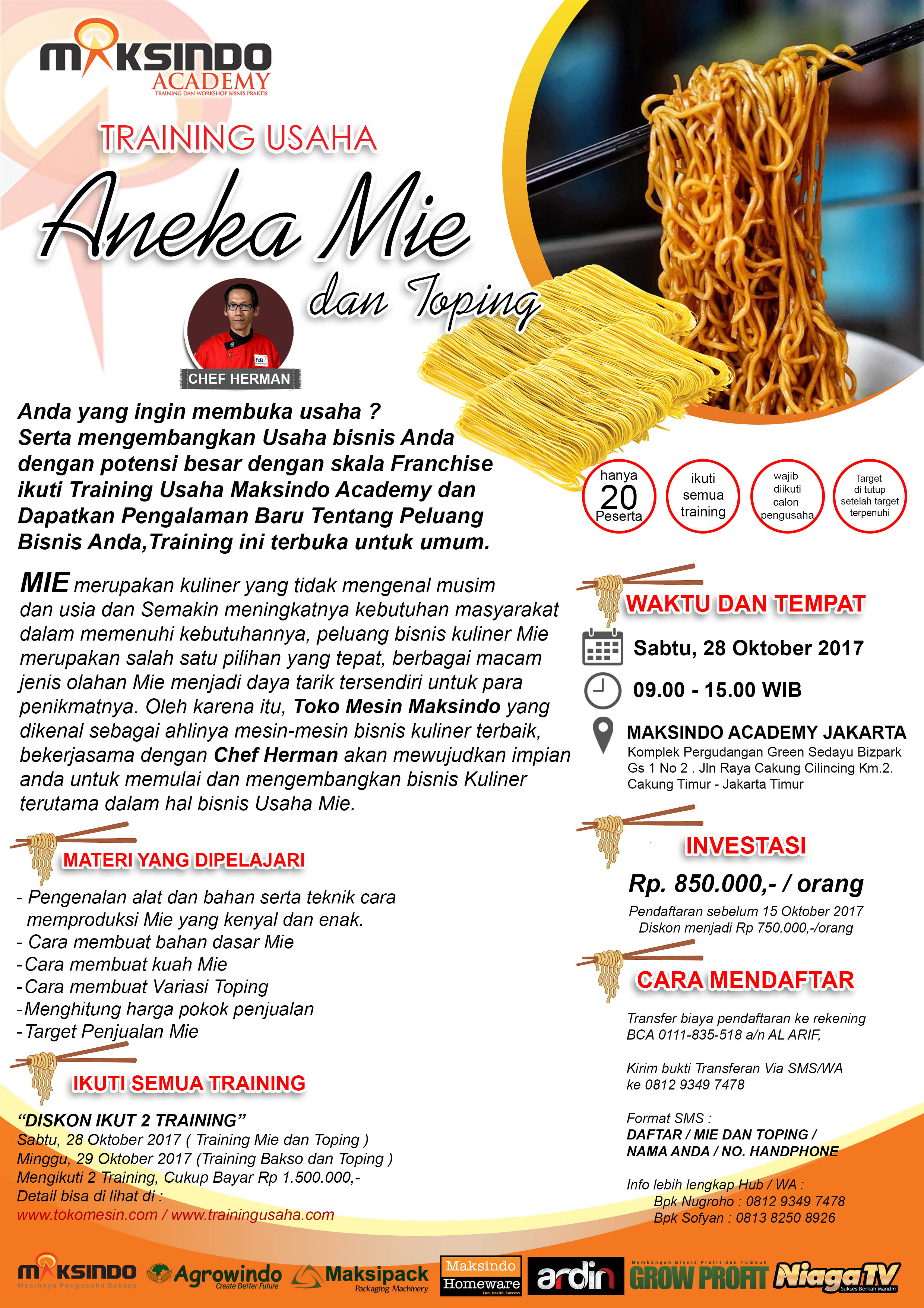 Training Usaha Aneka Mie dan Toping, 28 Oktober 2017