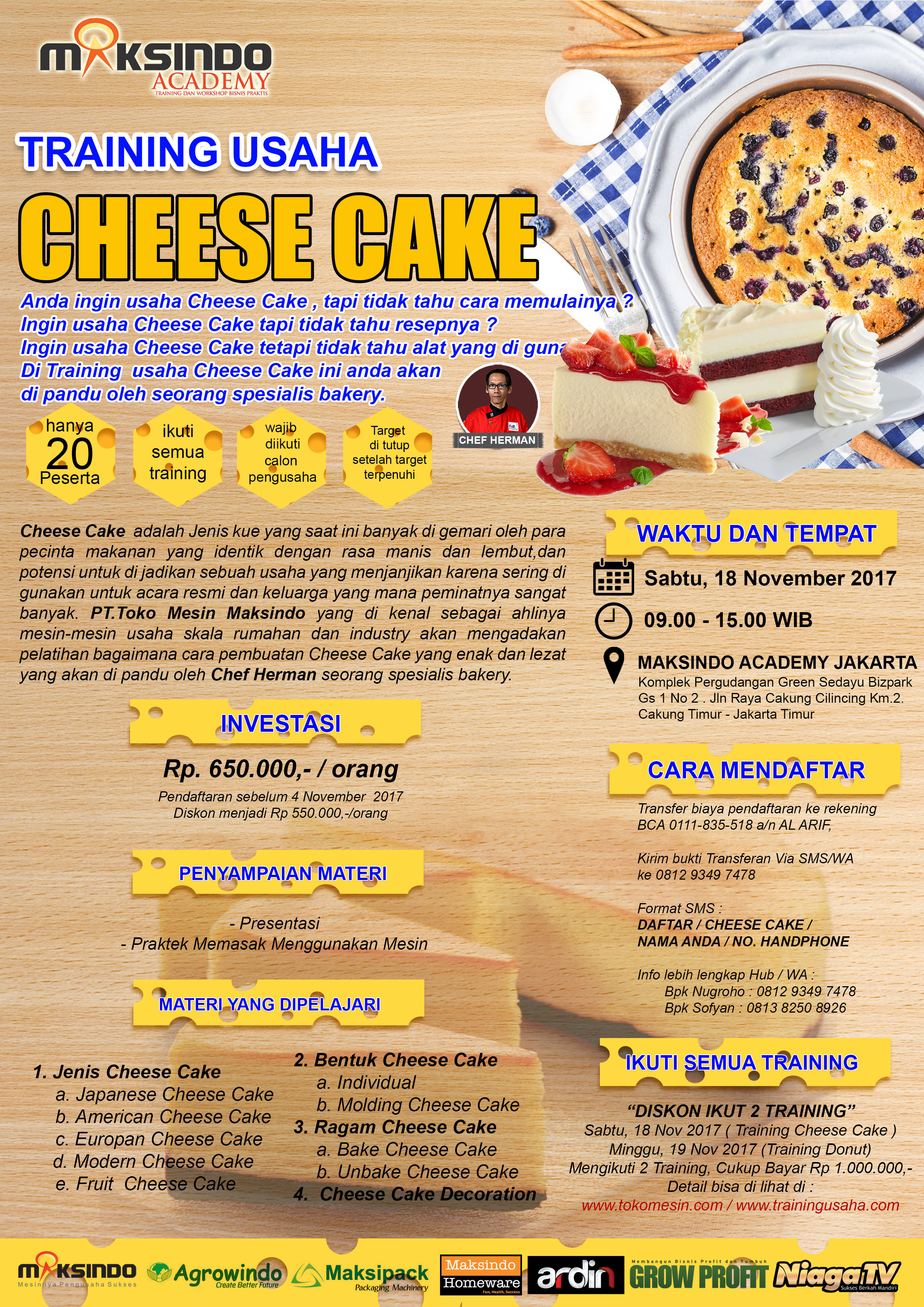 Training Usaha Cheese Cake, 18 November 2017