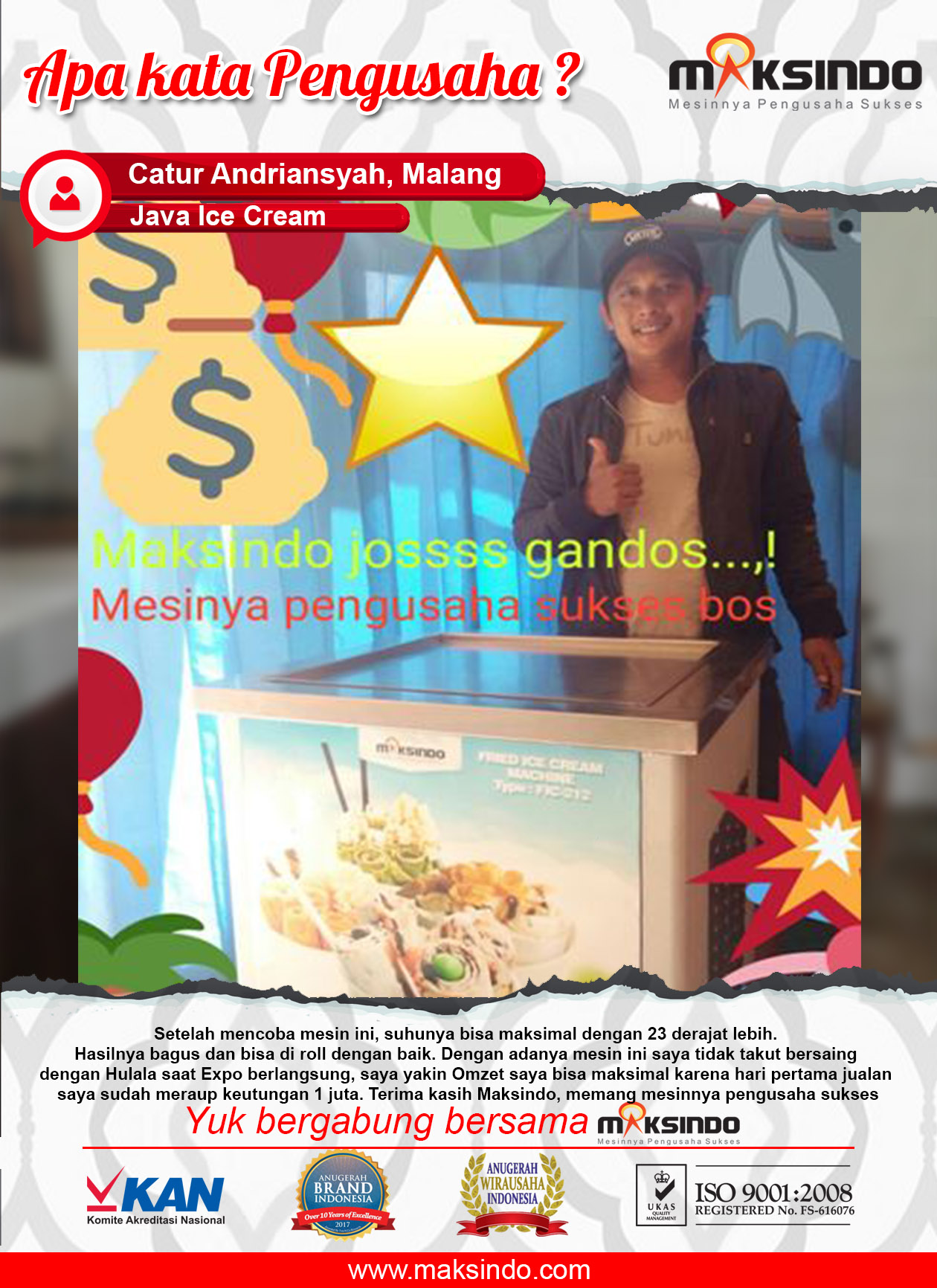 Java Ice Cream : Berkat Mesin Ice Cream dari Maksindo, Usaha Saya Semakin Jos Gandos