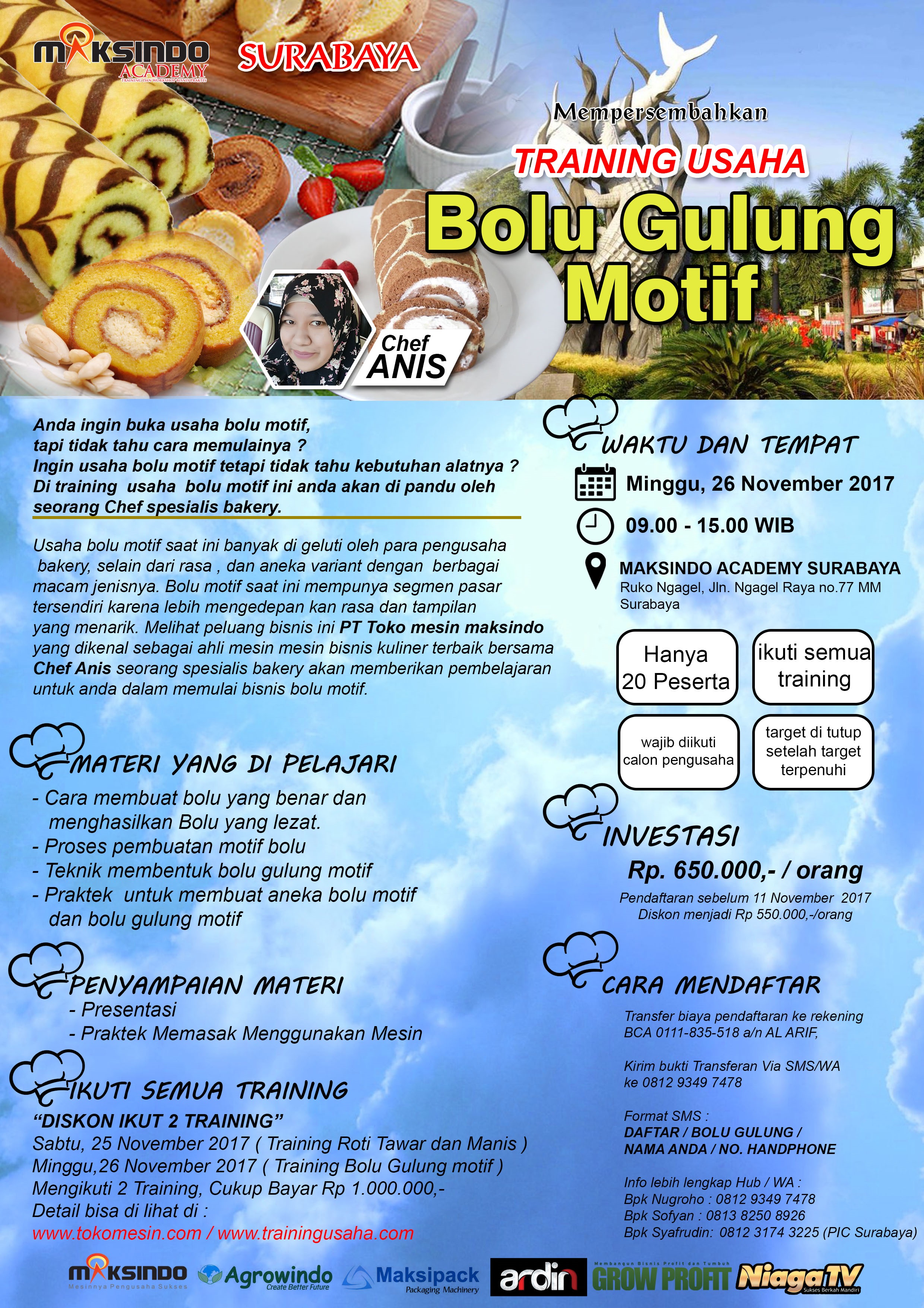 Training Bolu Gulung Motif, 26 November 2017