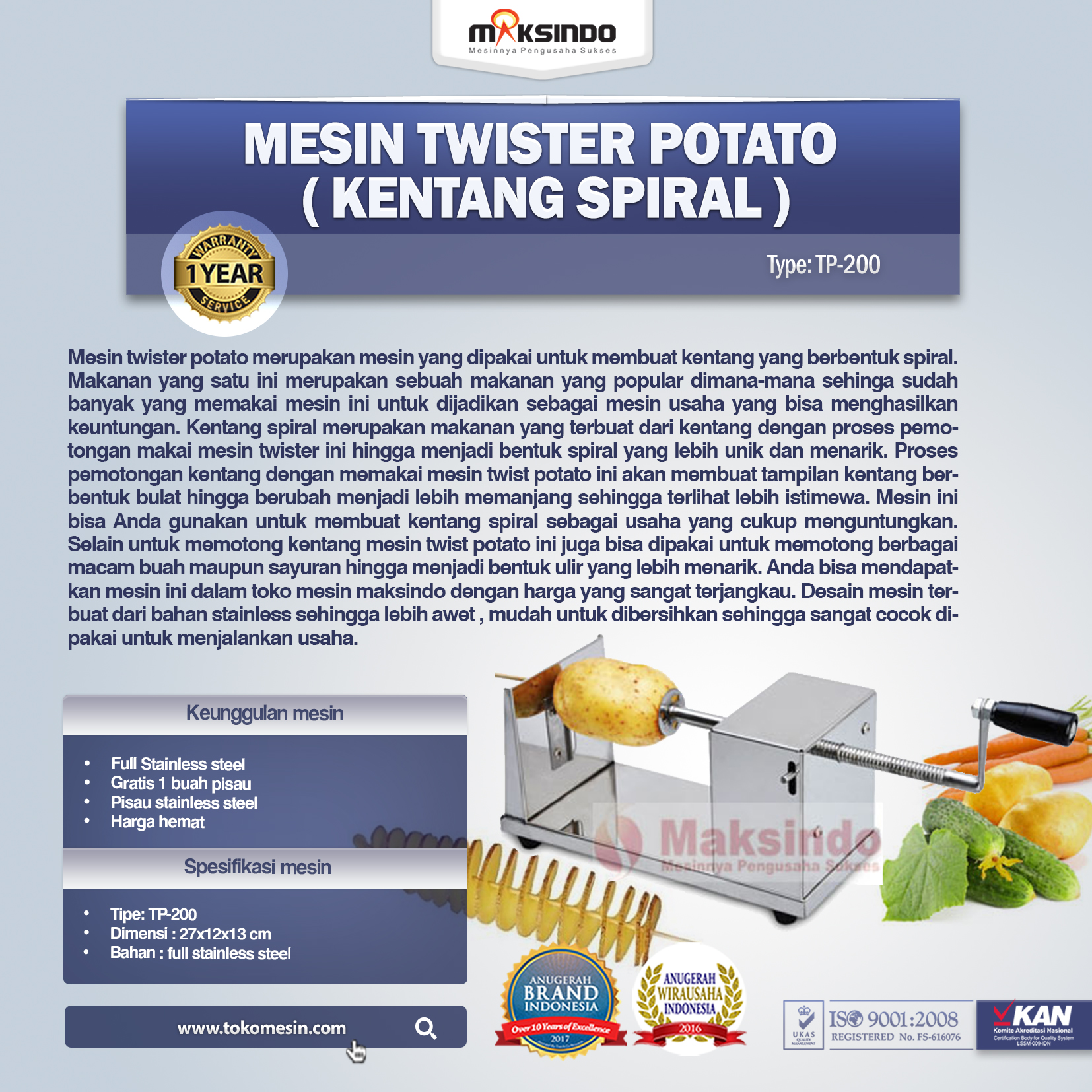 Mesin Twister Potato (kentang Spiral) TP-200
