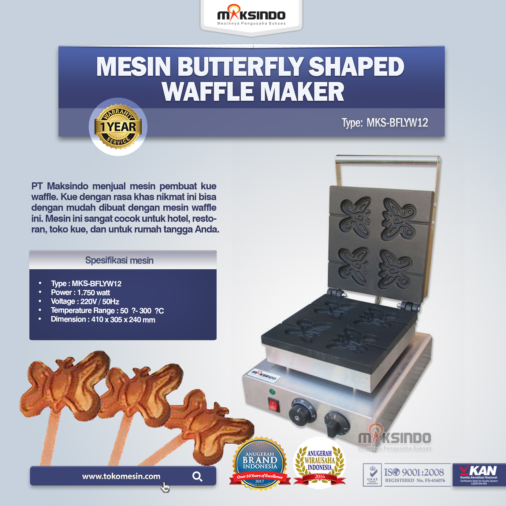 Mesin Butterfly Shaped Waffle Maker (MKS-BFLYW12)