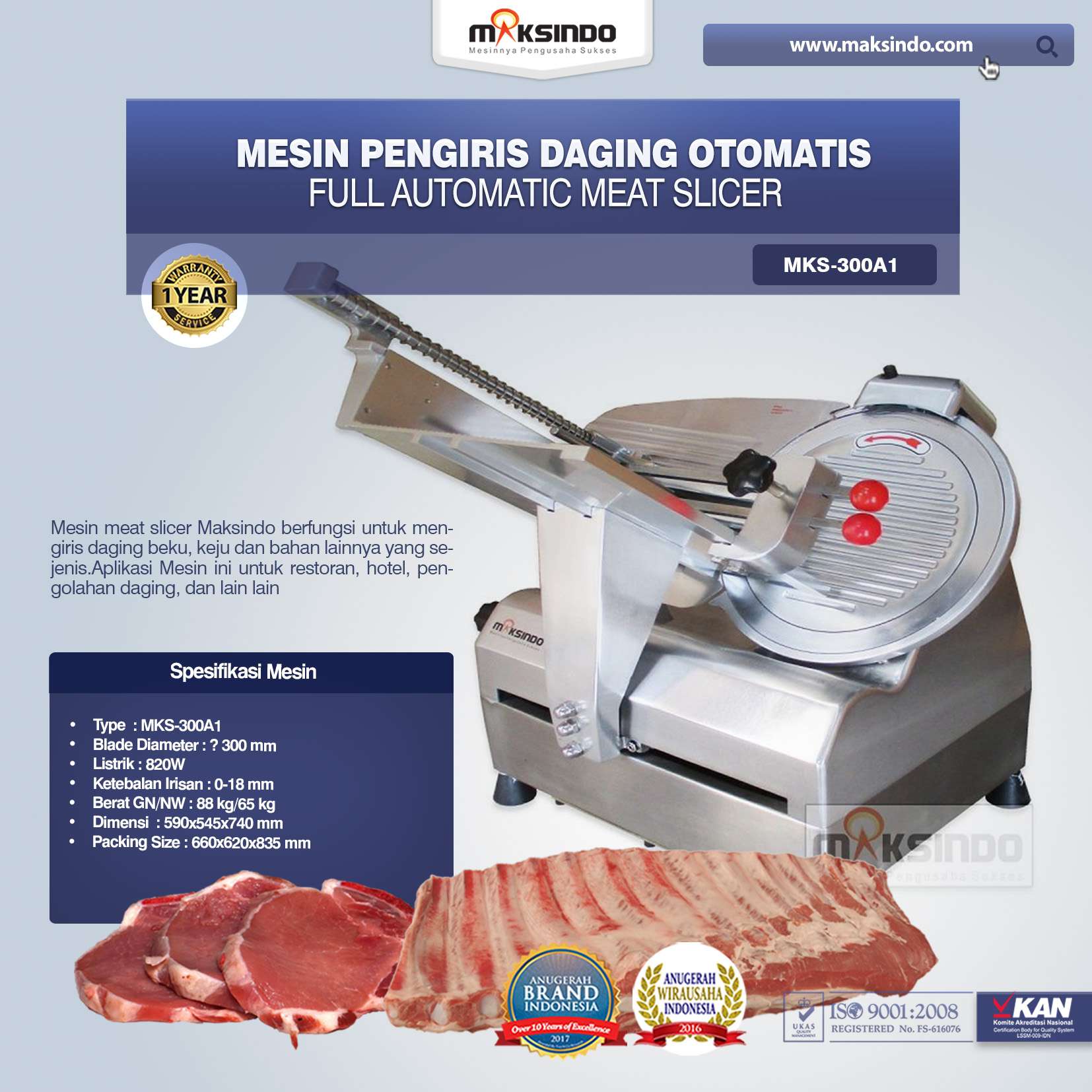 Mesin Full Automatic Meat Slicer MKS-300A1
