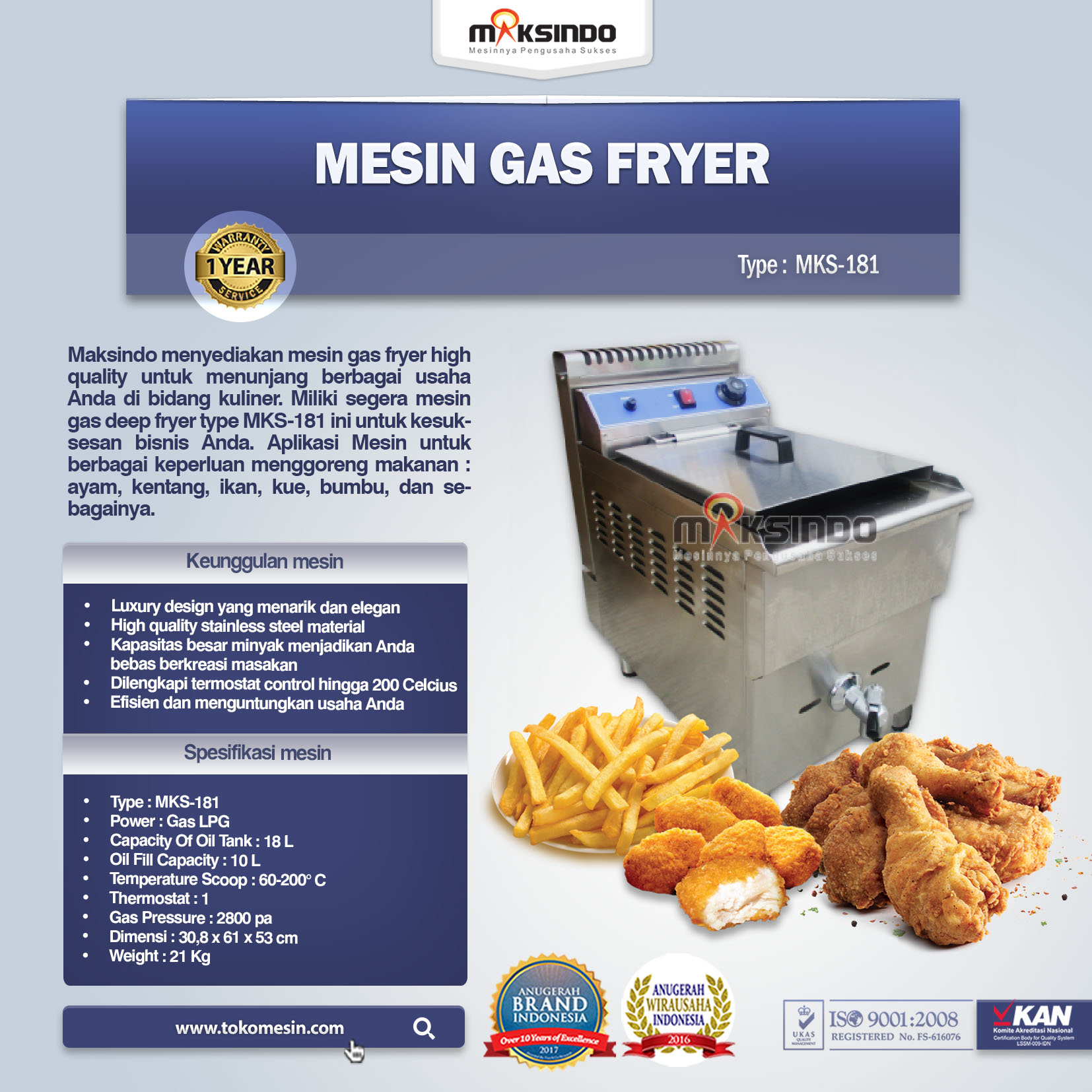 Mesin Gas Fryer MKS-181