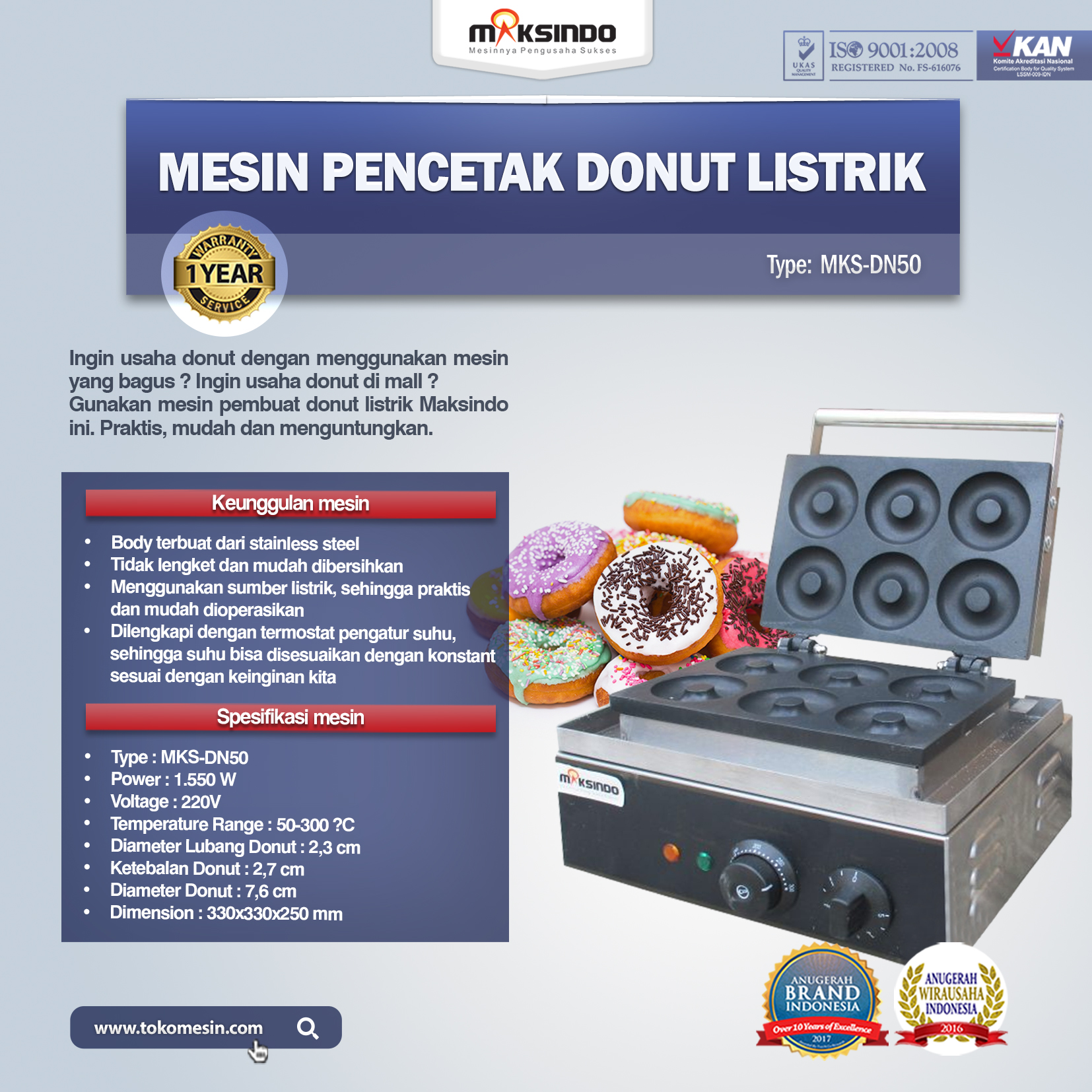 Mesin Pencetak Donut Listrik MKS-DN50