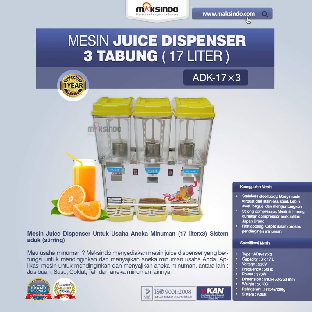 Juice Dispenser 3 Tabung 17 Liter ADK 17×3 (1)