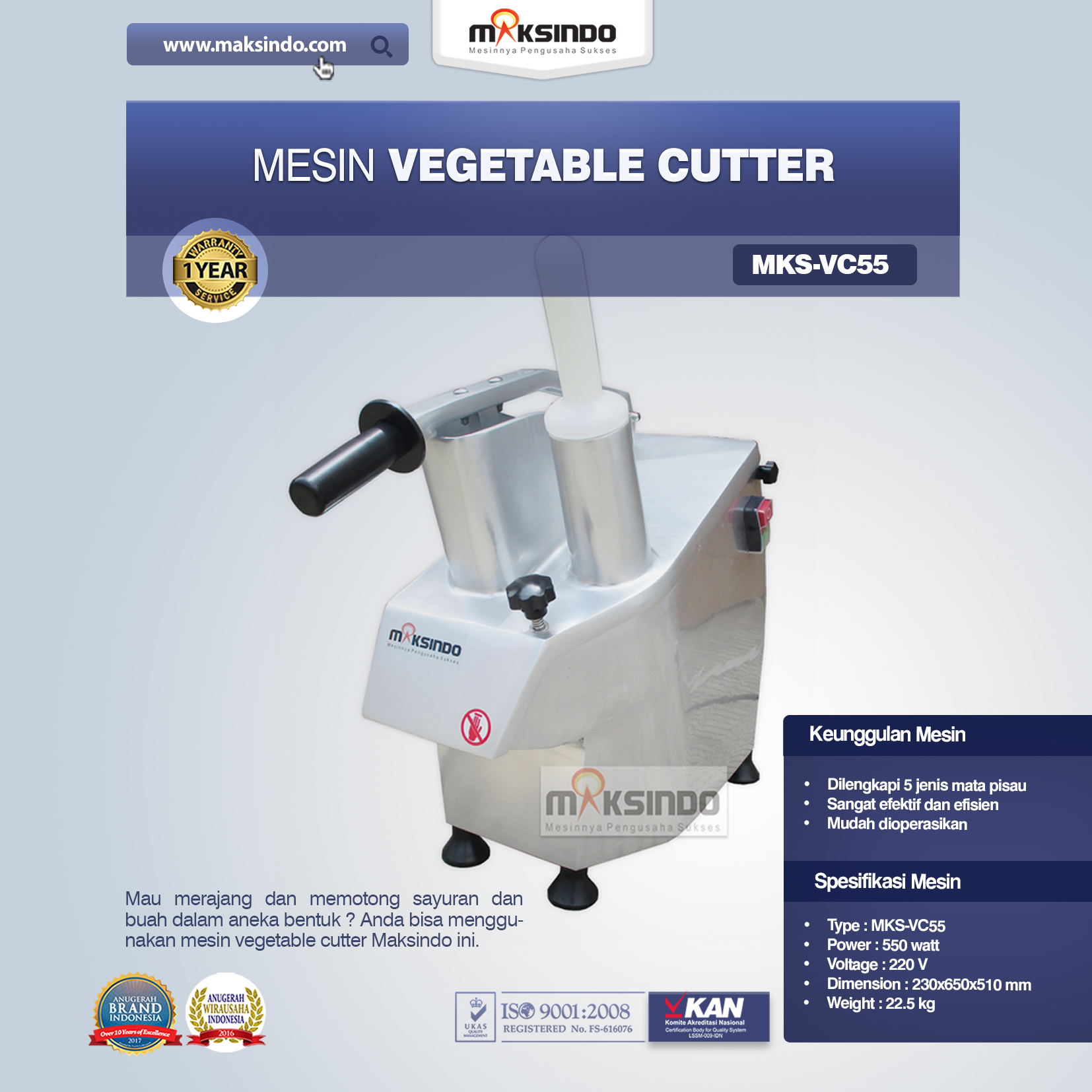 Mesin Vegetable Cutter Type MKS VC55