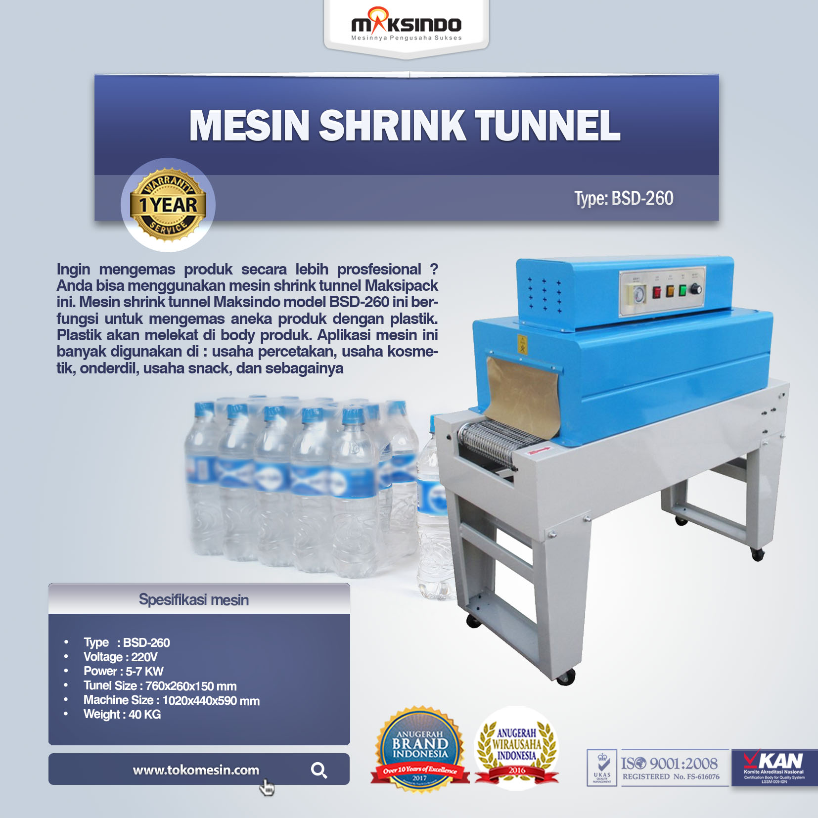 Mesin Shrink Tunnel BSD-260