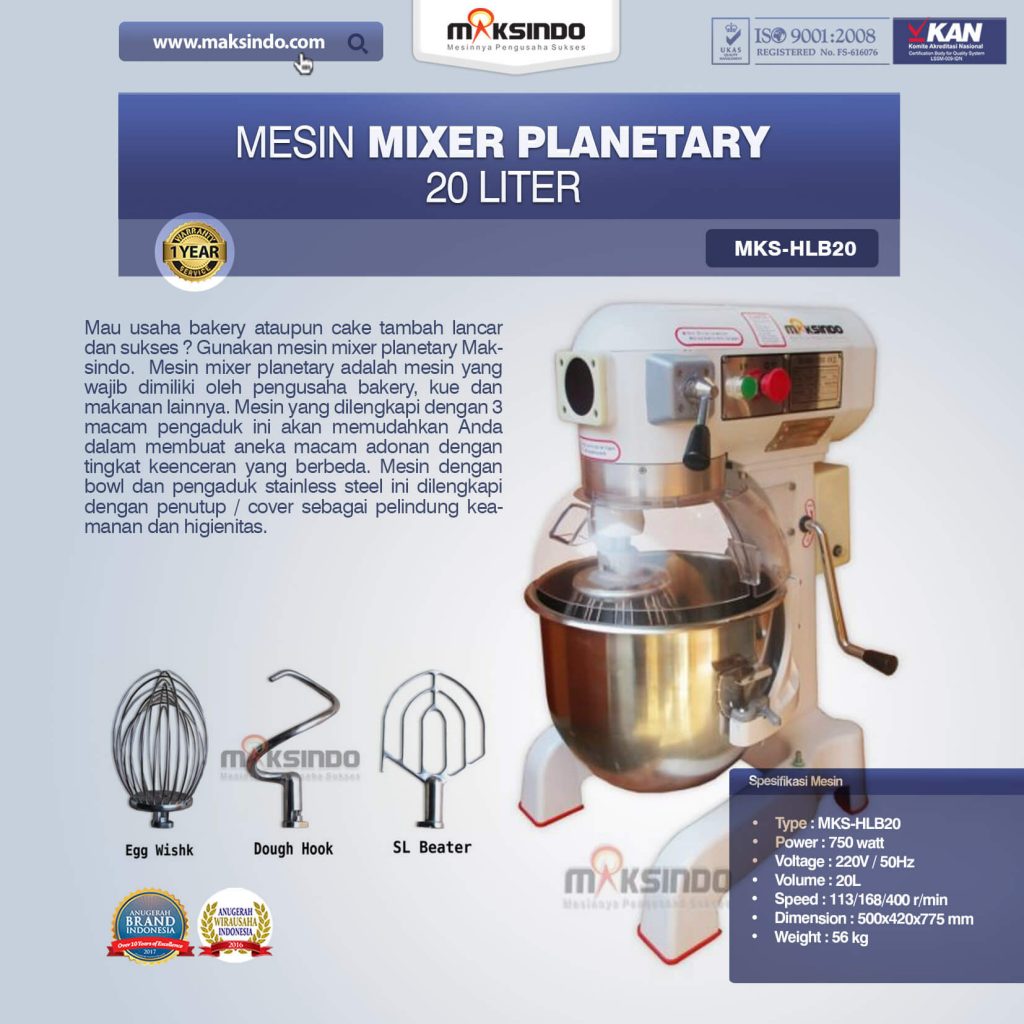 Mesin Mixer Planetary 20 Liter MKS-HLB20 (1)