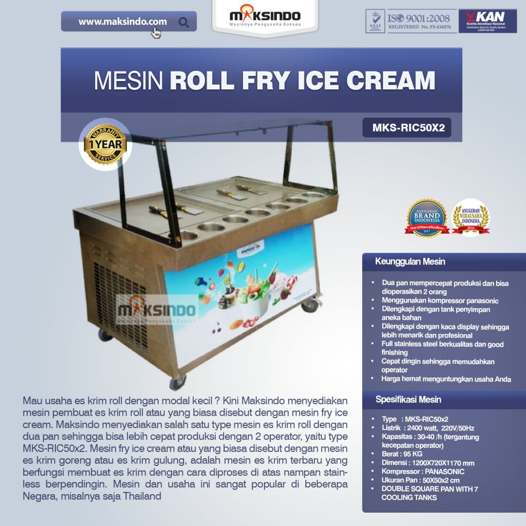 Mesin Roll Fry Ice Cream RIC50x2