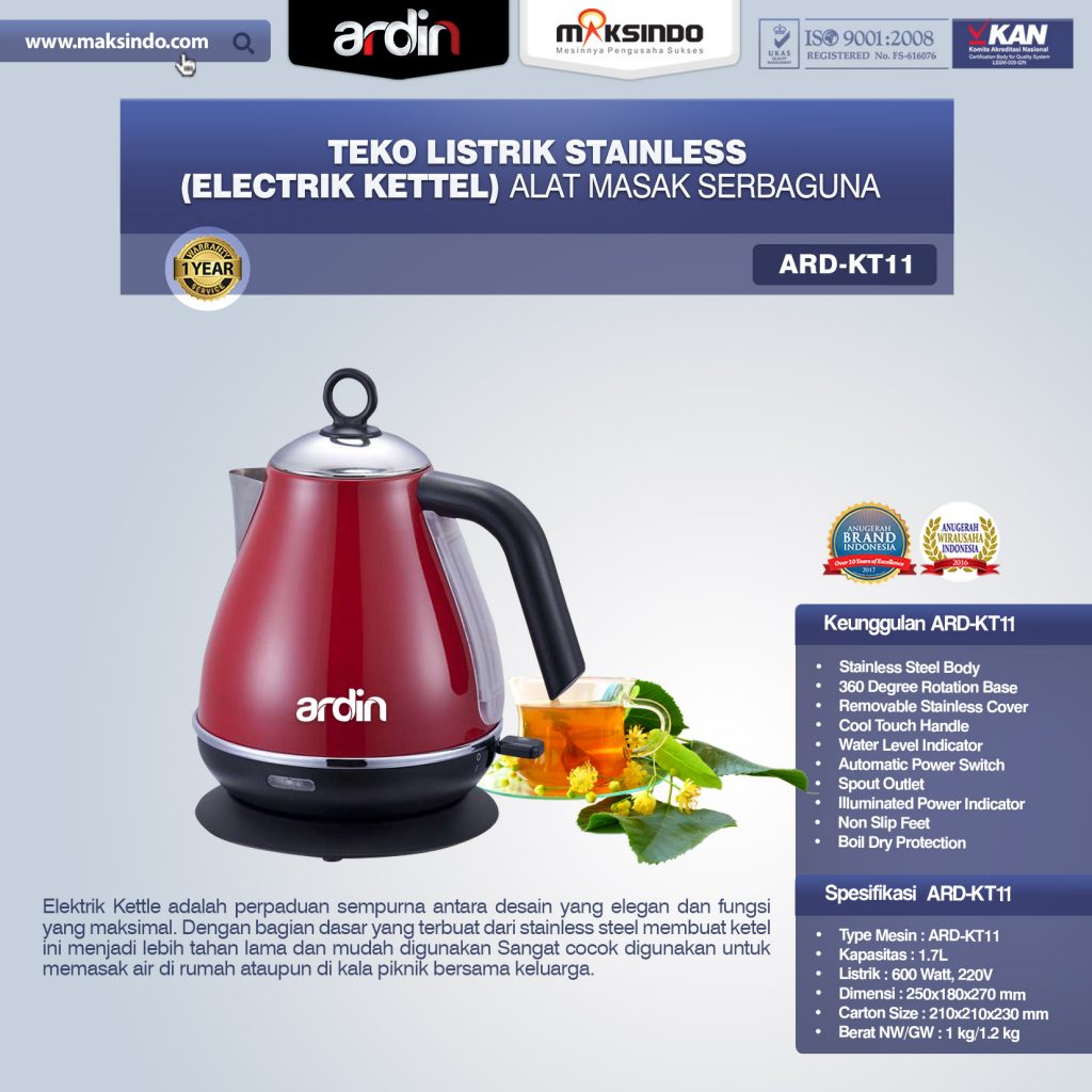Teko Listrik Stainless Electrik Kettel ARD-KT11