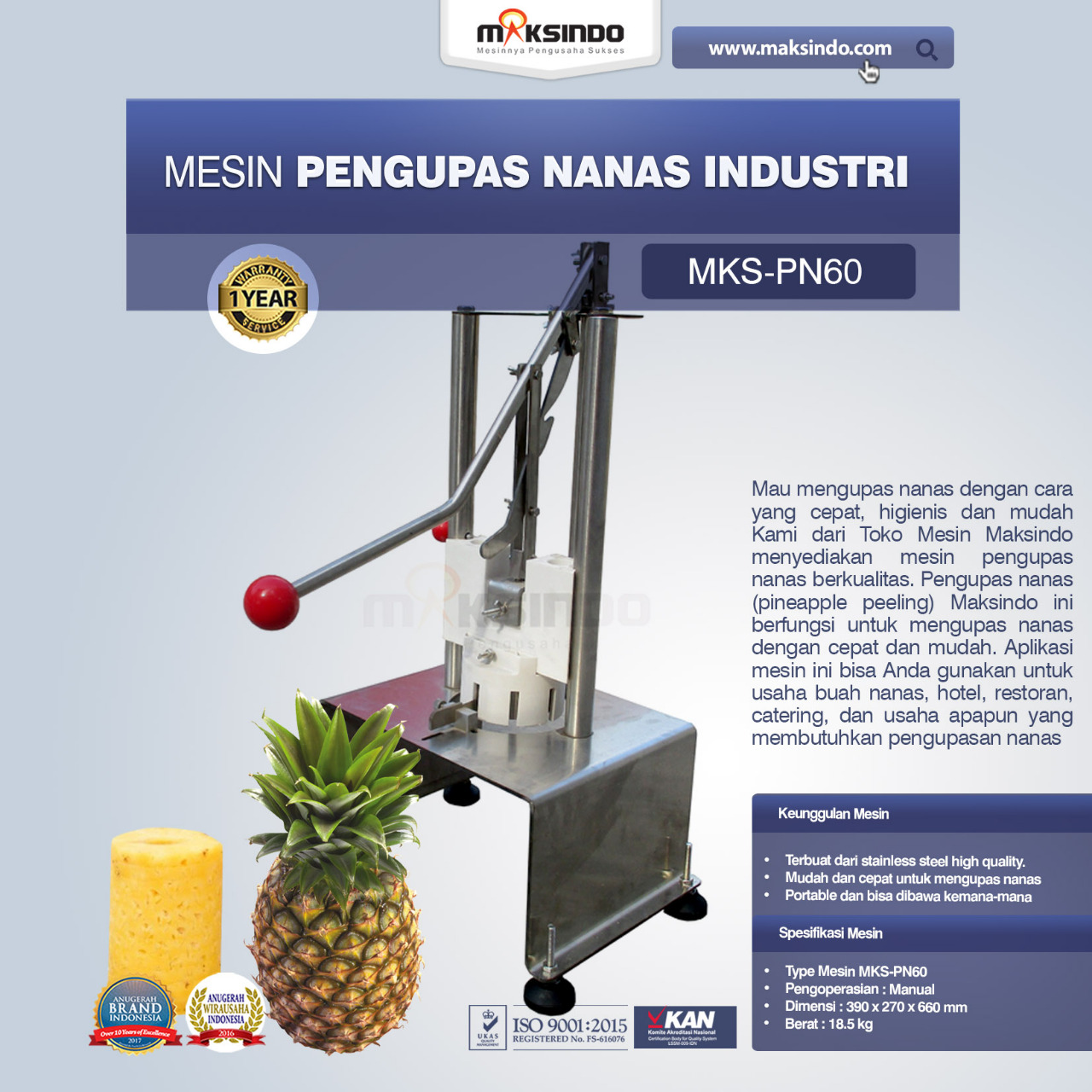 Jual Pengupas Nanas Industri di Tangerang