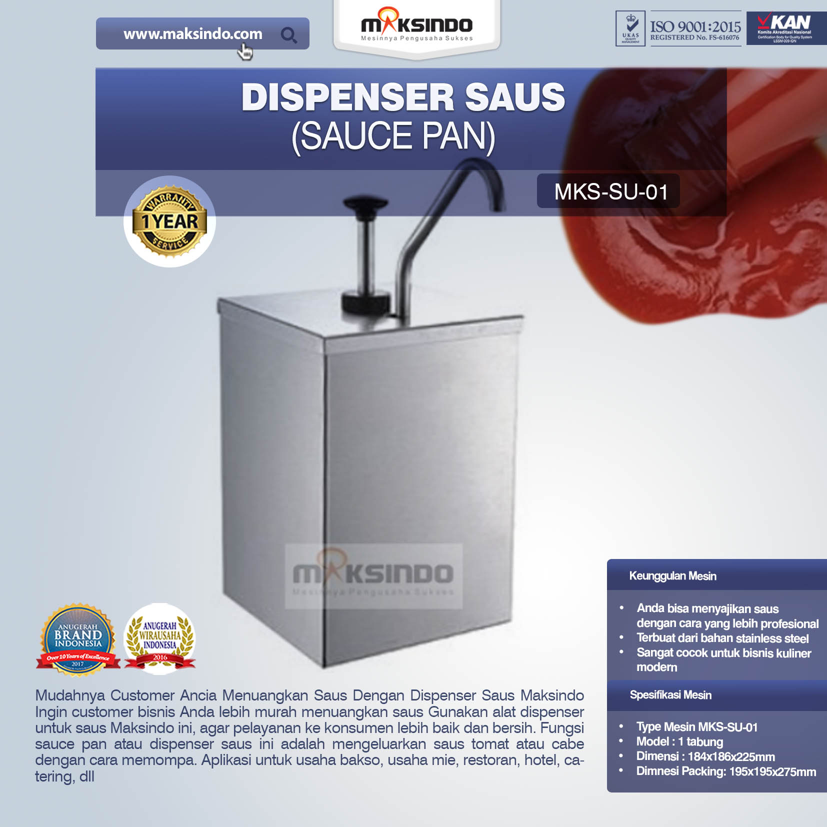Jual Dispenser Saus (Sauce Pan) SU-01 di Tangerang