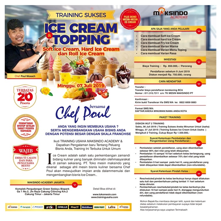 Training Sukses Ice Cream dan Topping Untuk Usaha, Minggu 07 Juli 2019