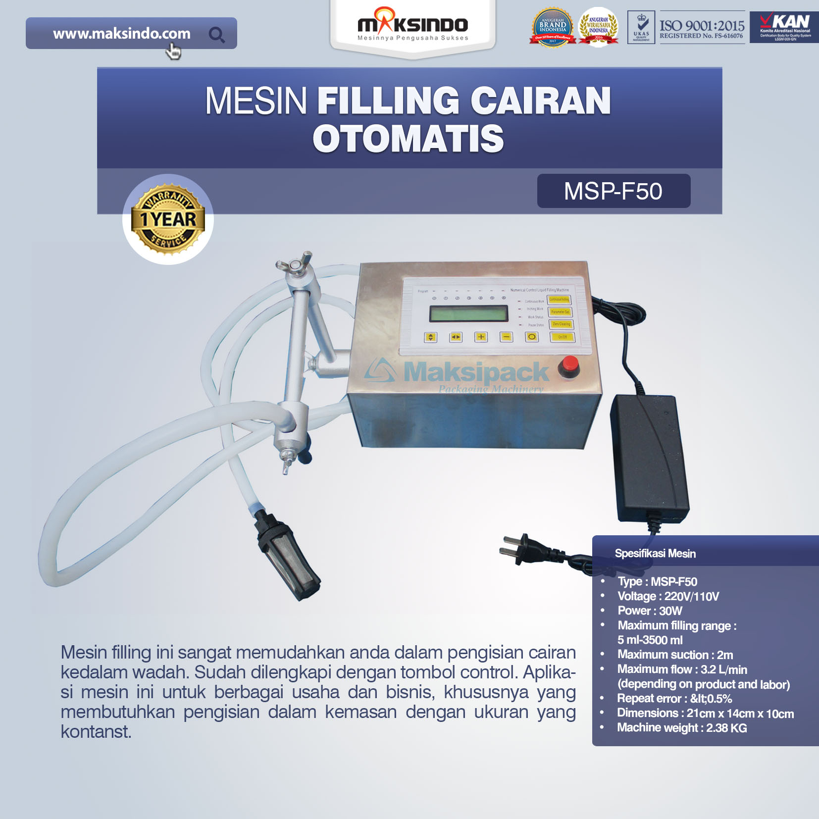 Mesin Filling Cairan Otomatis MSP-F50