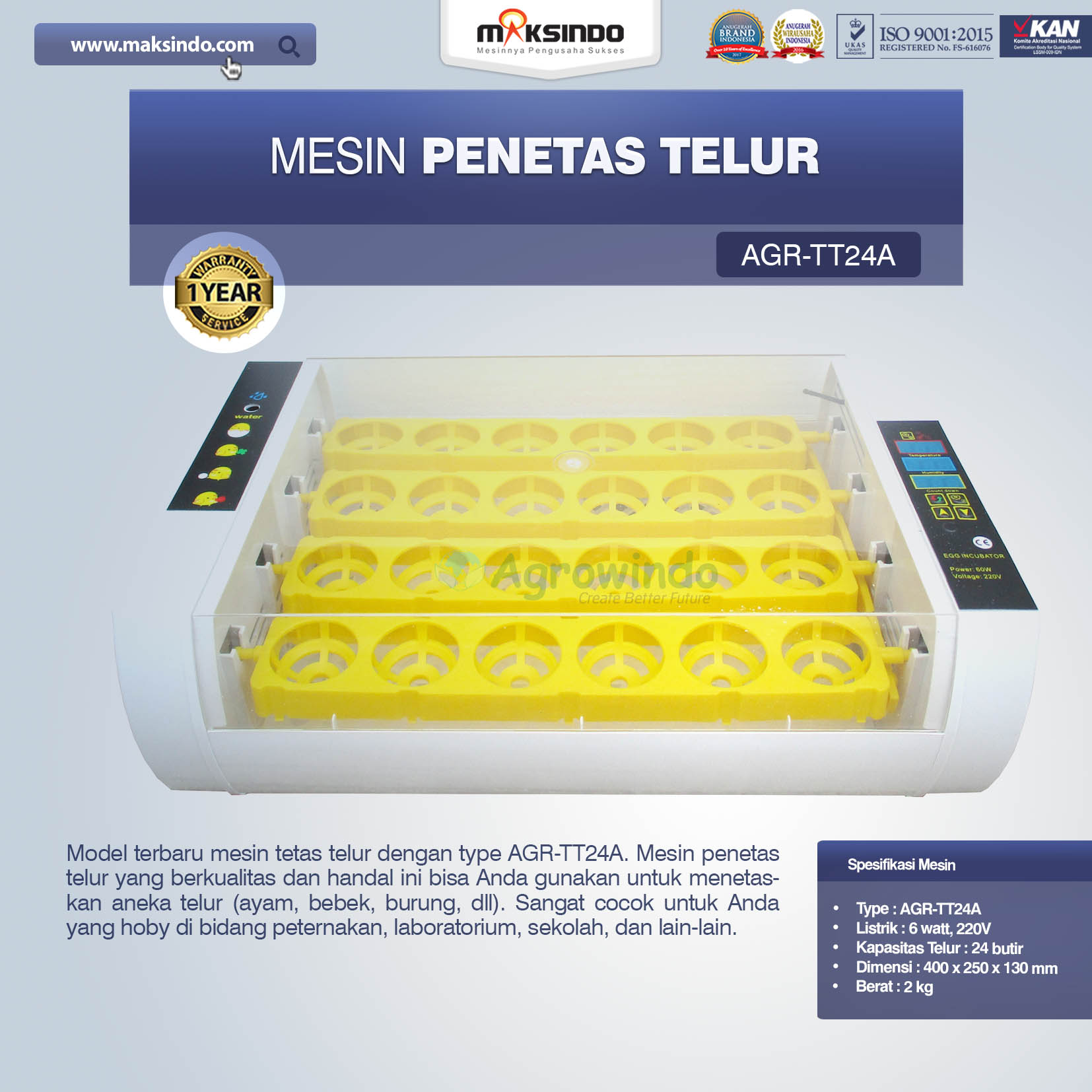 Mesin-Penetas-Telur-AGR-TT24A