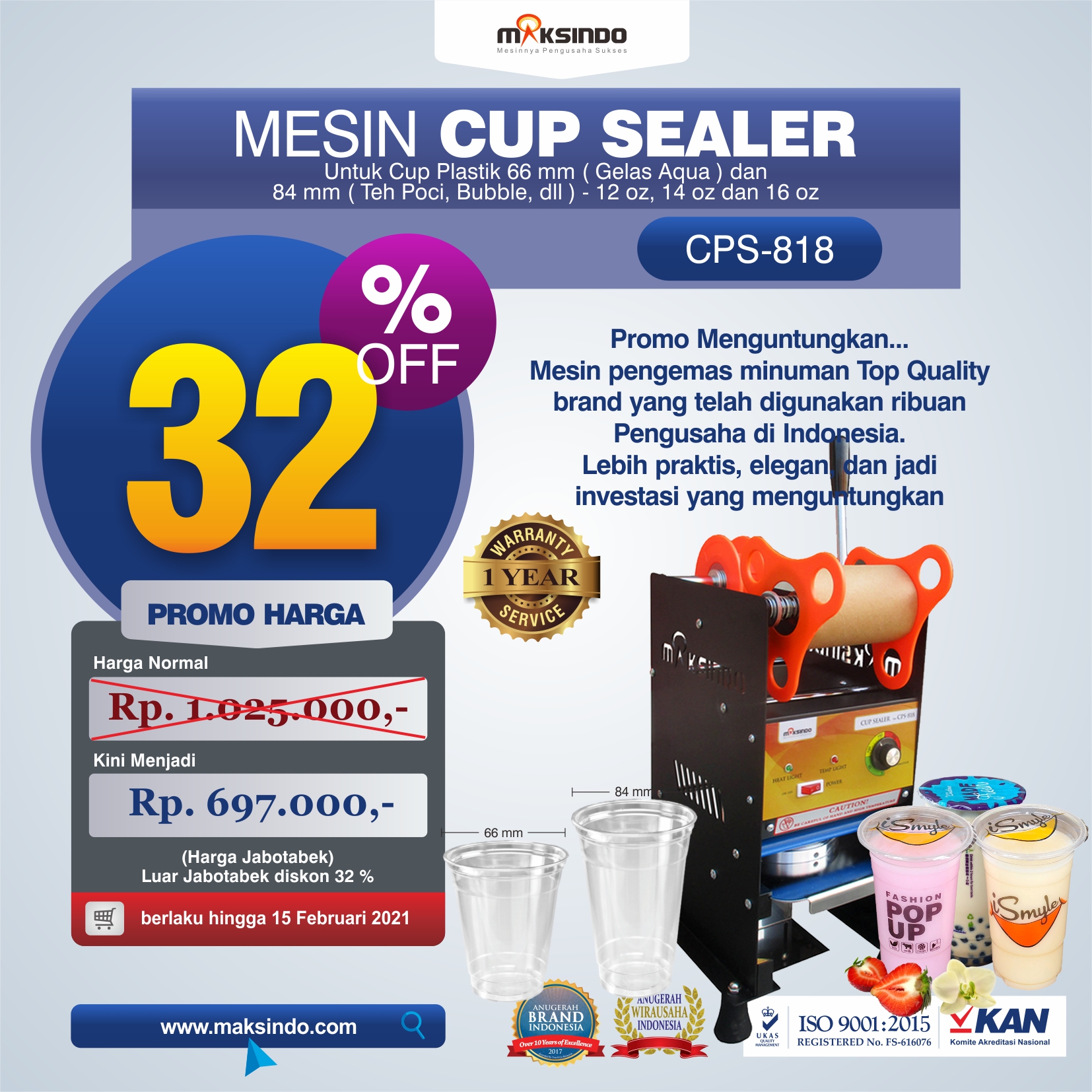 Jual Mesin Cup Sealer Manual NEW CPS-818 di Tangerang