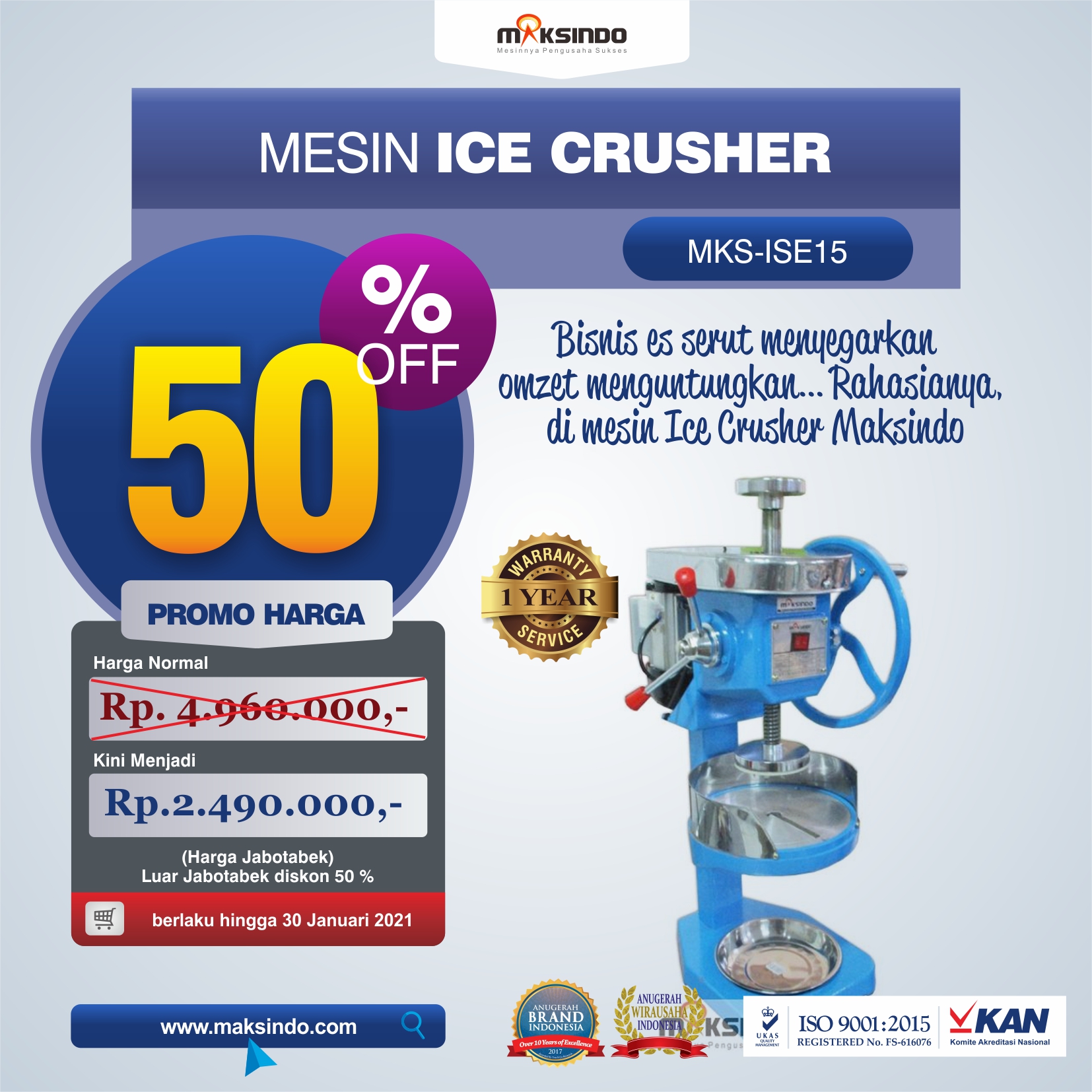 Jual Mesin Ice Crusher MKS-ISE15 di Tangerang