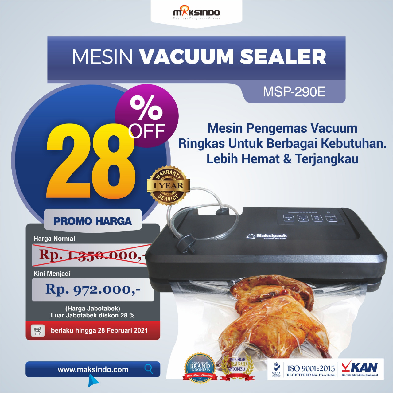 Jual Mesin Vacuum Sealer MSP-290E di Tangerang