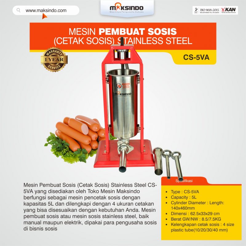 Jual Mesin Pembuat Sosis (Cetak Sosis) Stainless Steel CS-5VA di Tangerang