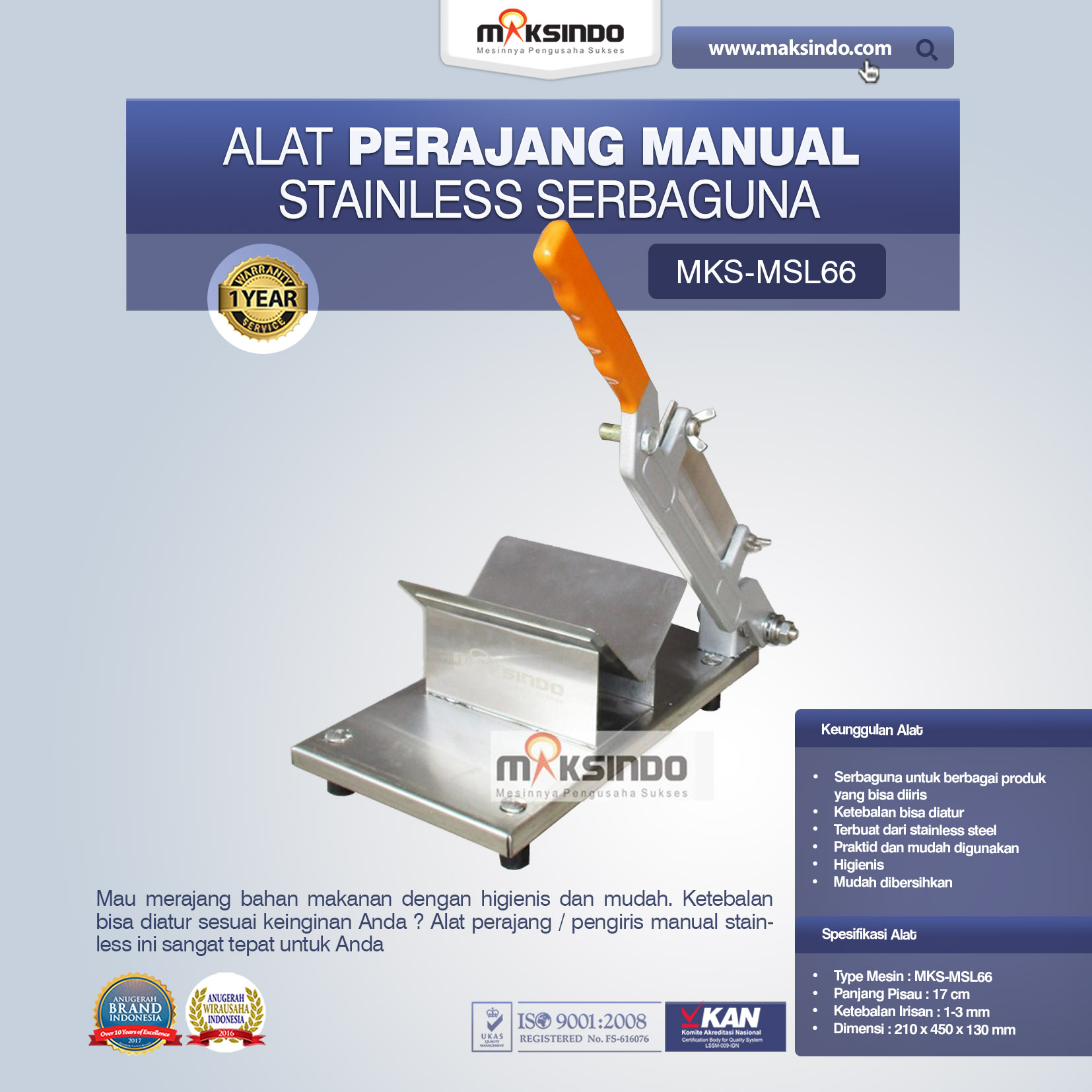 Jual Alat Perajang Manual Stainless Serbaguna di Tangerang