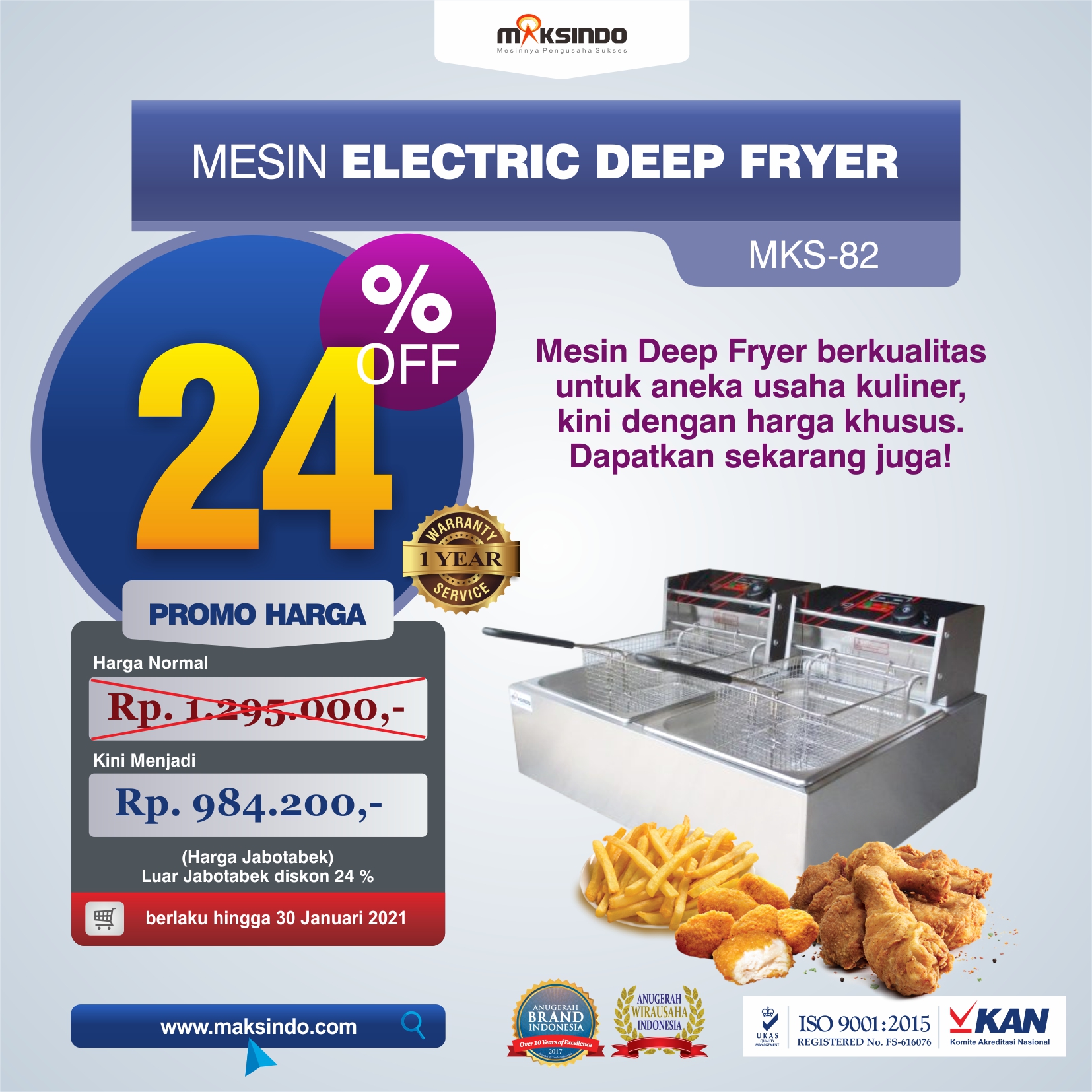 Jual Mesin Electric Deep Fryer MKS-82 di Tangerang