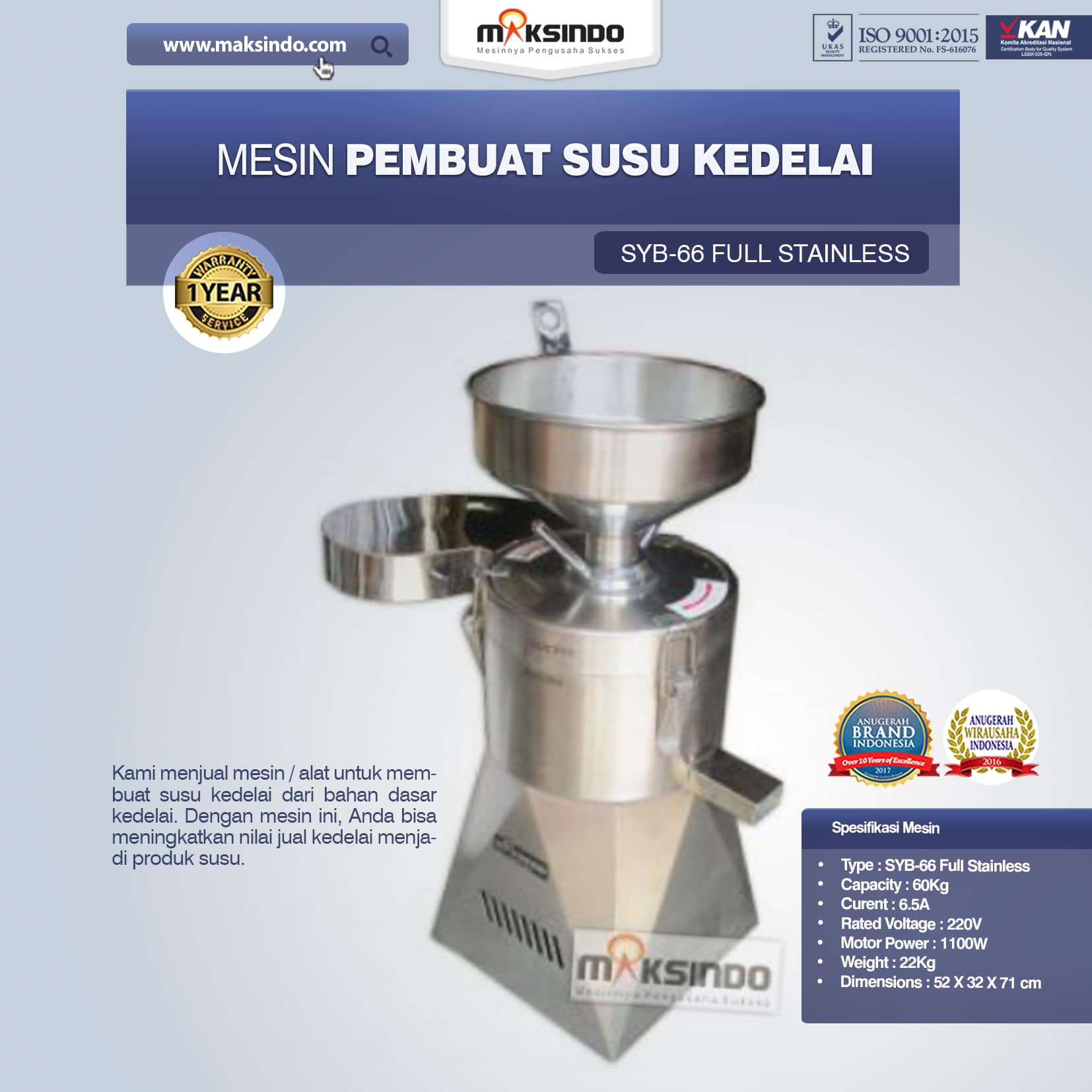 Jual Mesin Susu Kedelai Pembuat Sari Kedelai di Tangerang