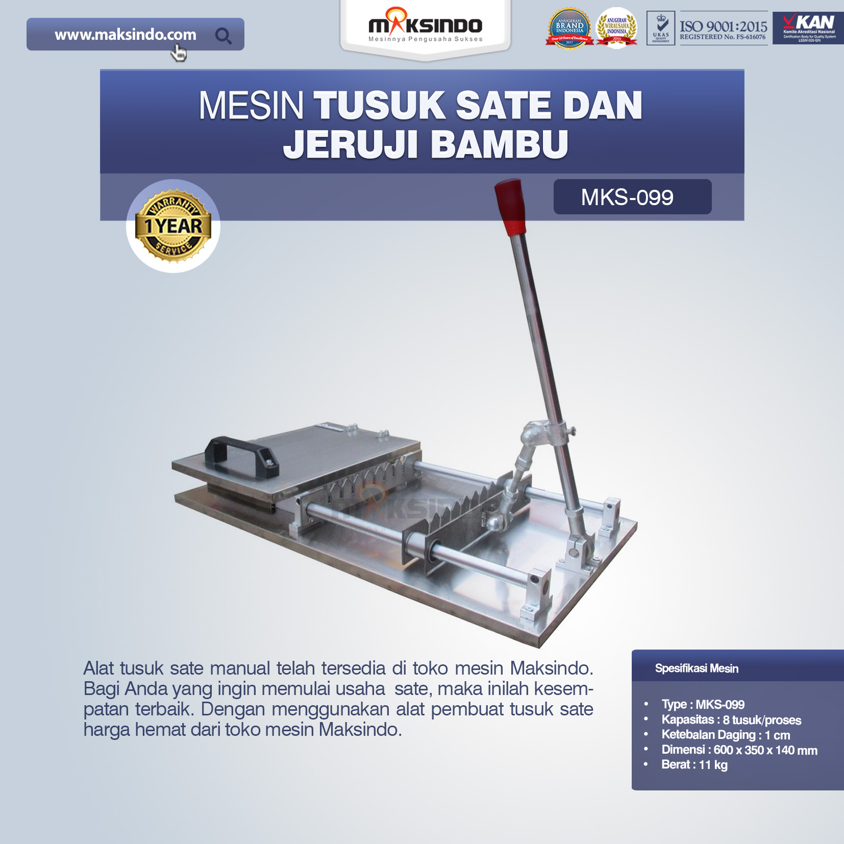 Jual Alat Tusuk Sate Manual MKS-099 di Tangerang