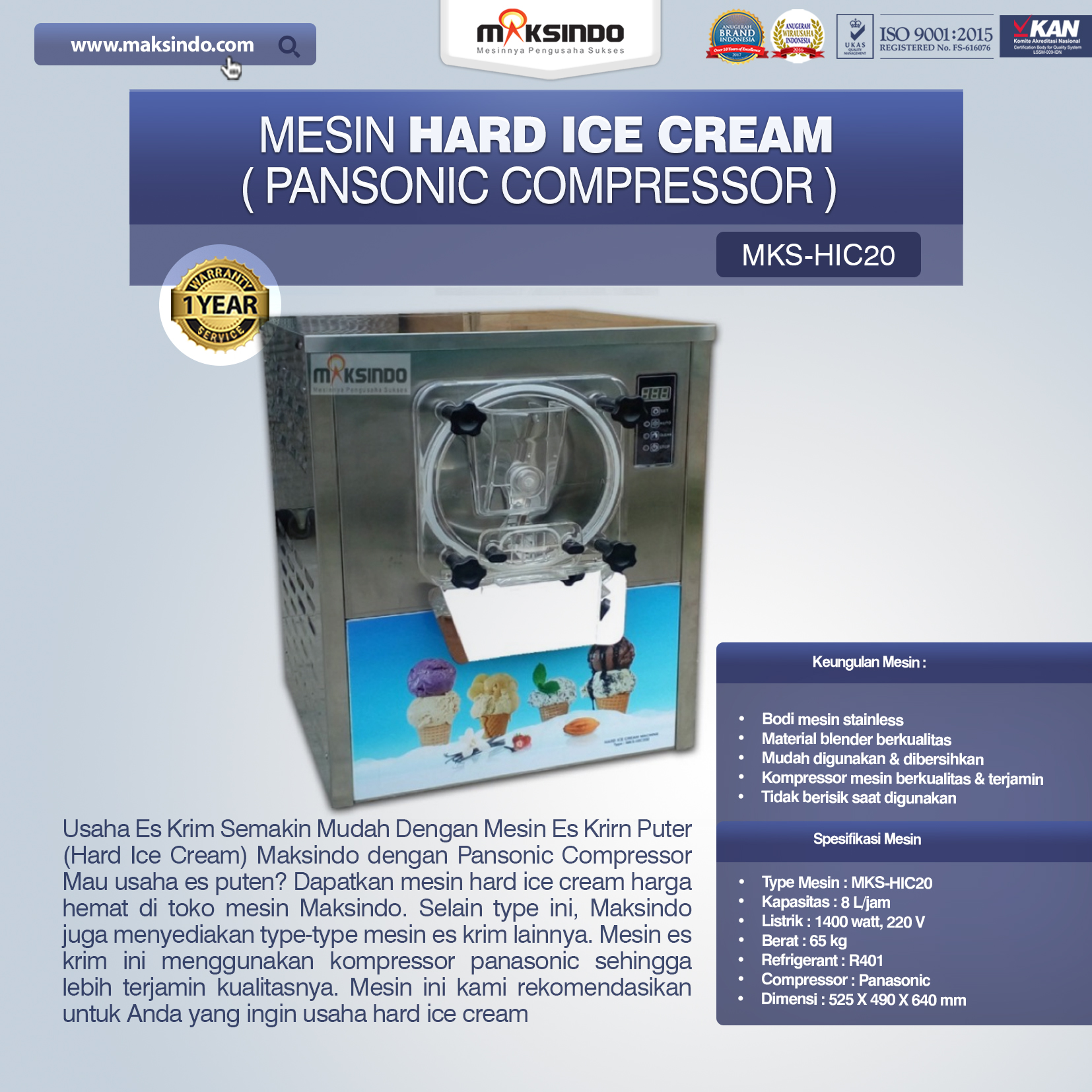 Jual Mesin Hard Ice Cream (HIC20) di Tangerang