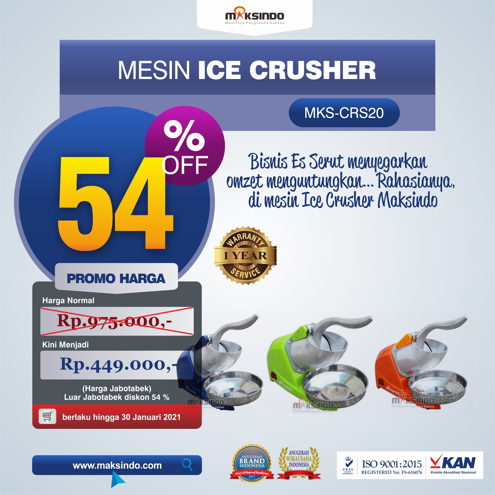 Jual Mesin Ice Crusher MKS-CRS20 di Tangerang