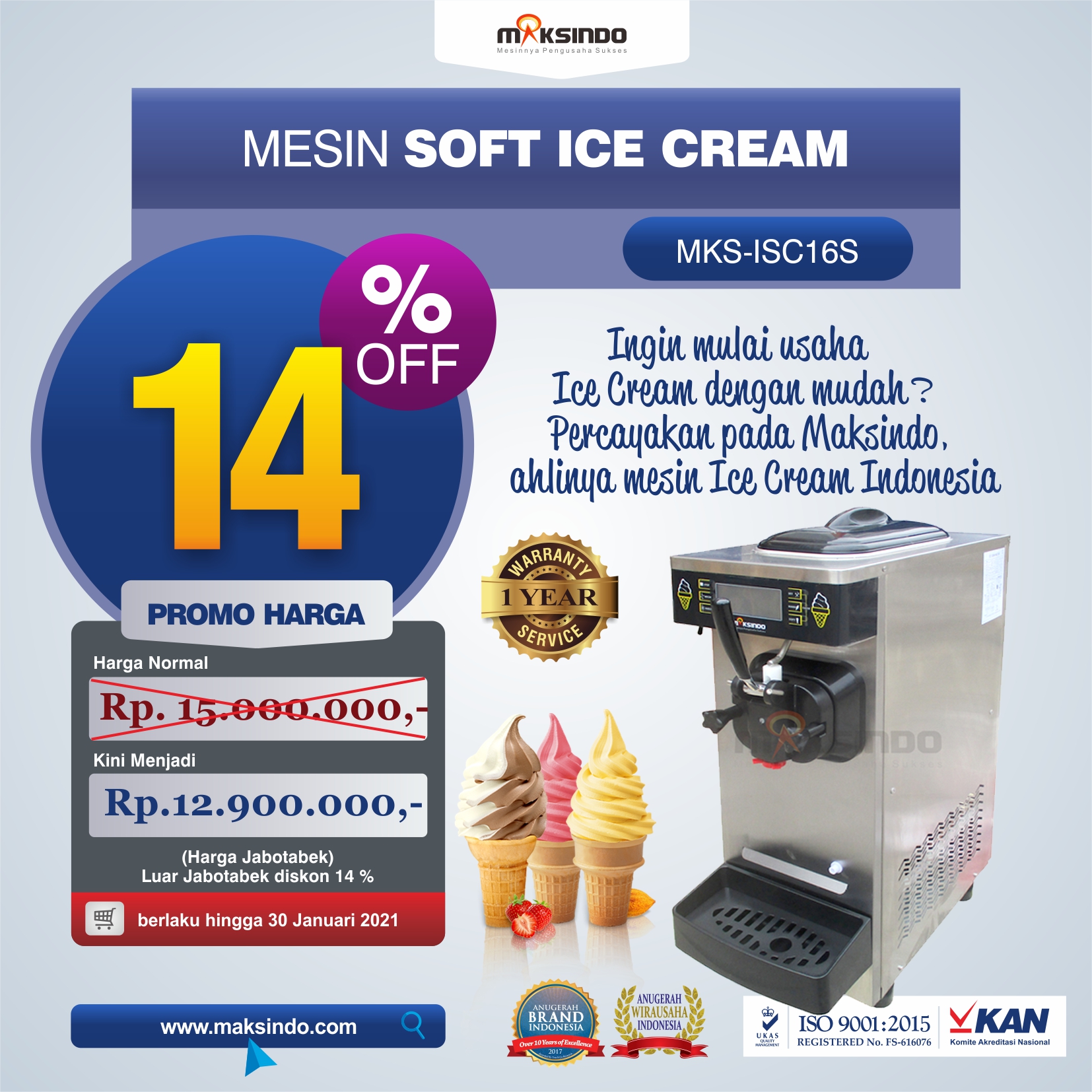 Jual Mesin Soft Ice Cream ISC-16S di Tangerang