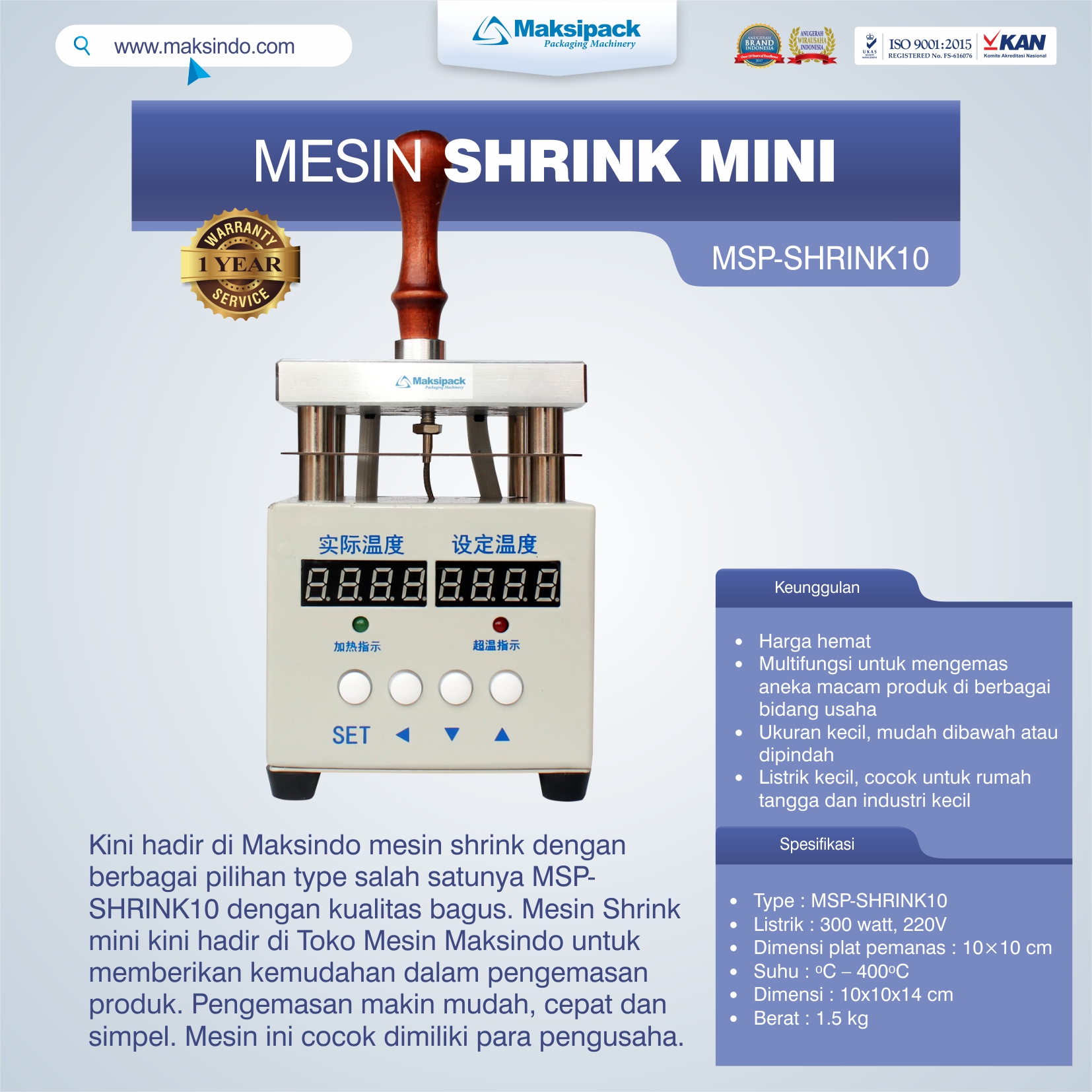 Jual Mesin Shrink MSP-SHRINK10 di Tangerang