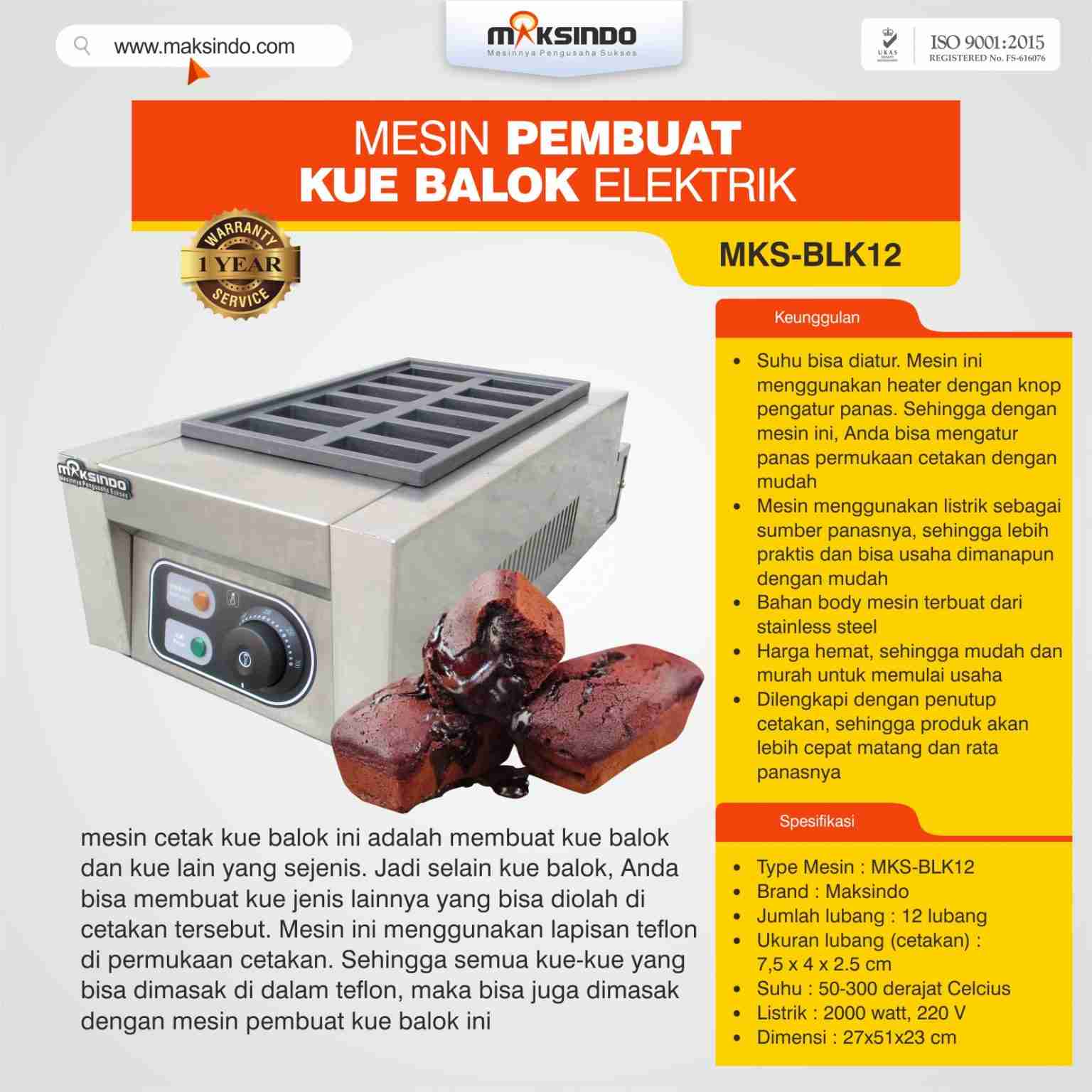 Mesin Pembuat Kue Balok Elektrik MKS-BLK12